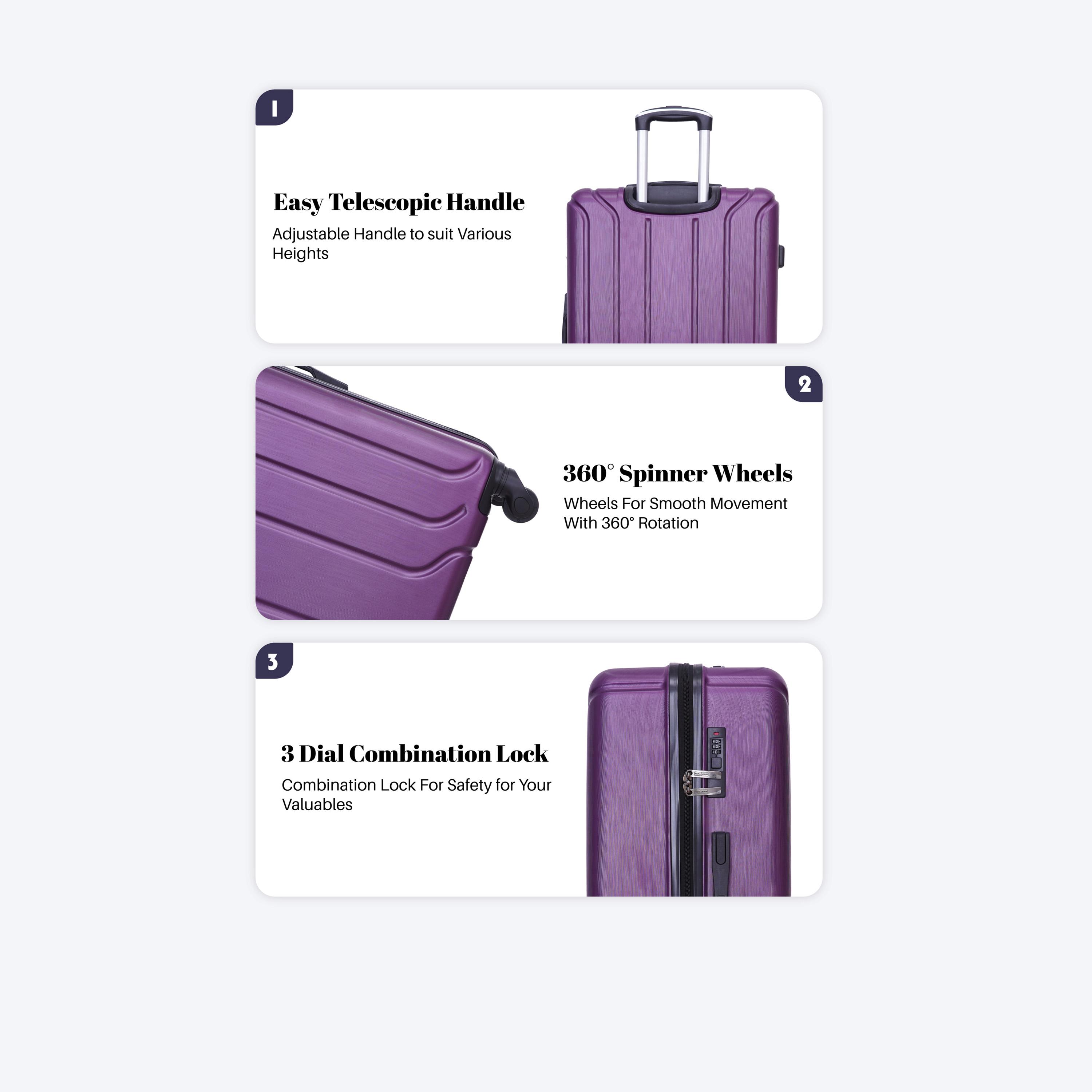 باراجون- طقم 3 شنط بأربع عجلات دوارة من مادة ABS وجوانب صلبة مع قفل مركب-travel-luggagesandbags-luggage-image-22