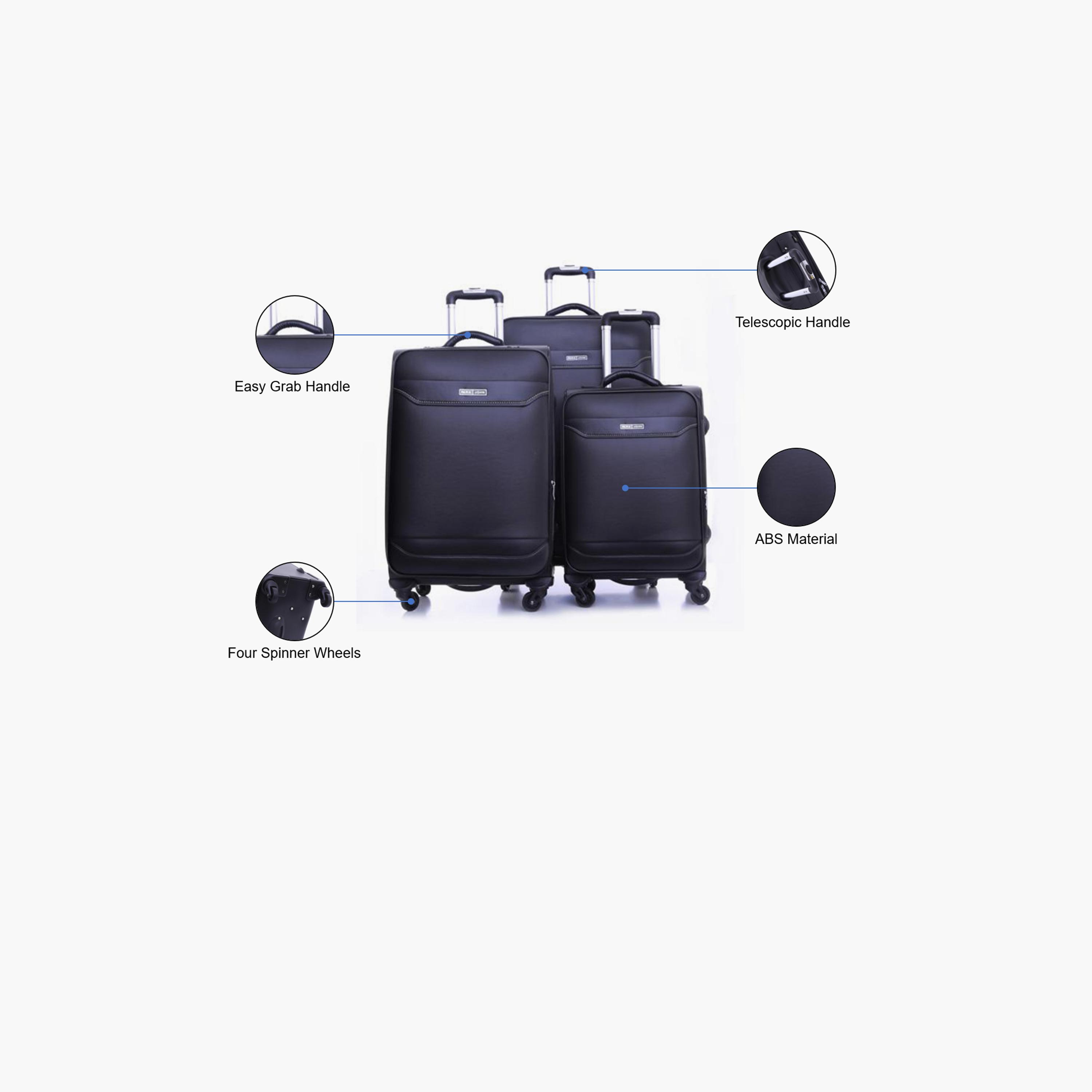 Para John Set of 3 ABS Soft Sided 4-Wheeler Spinner Trolley Bag with Combination Lock-travel-luggagesandbags-luggage-image-2