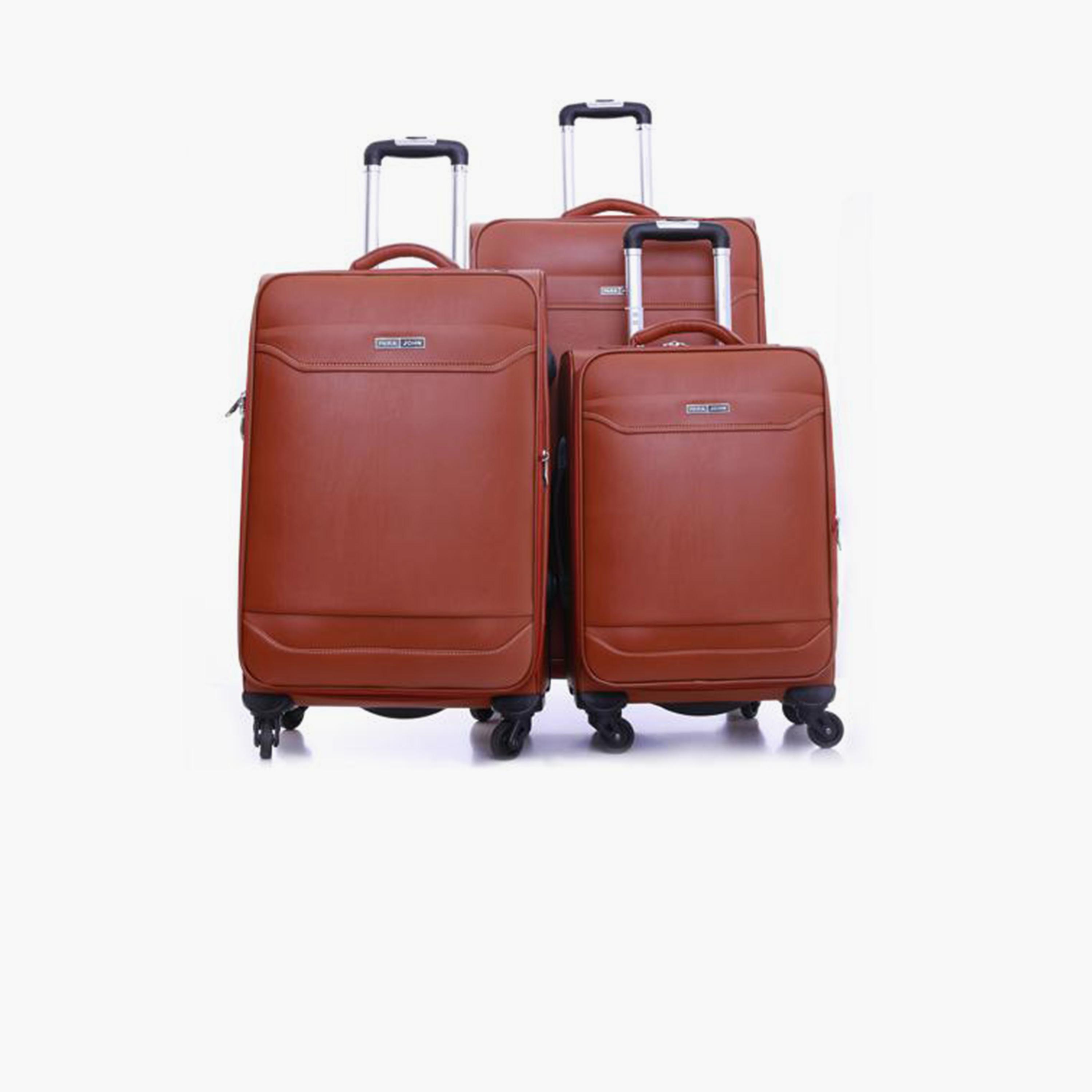 Para John Set of 3 ABS Soft Sided 4-Wheeler Spinner Trolley Bag with Combination Lock-travel-luggagesandbags-luggage-image-1