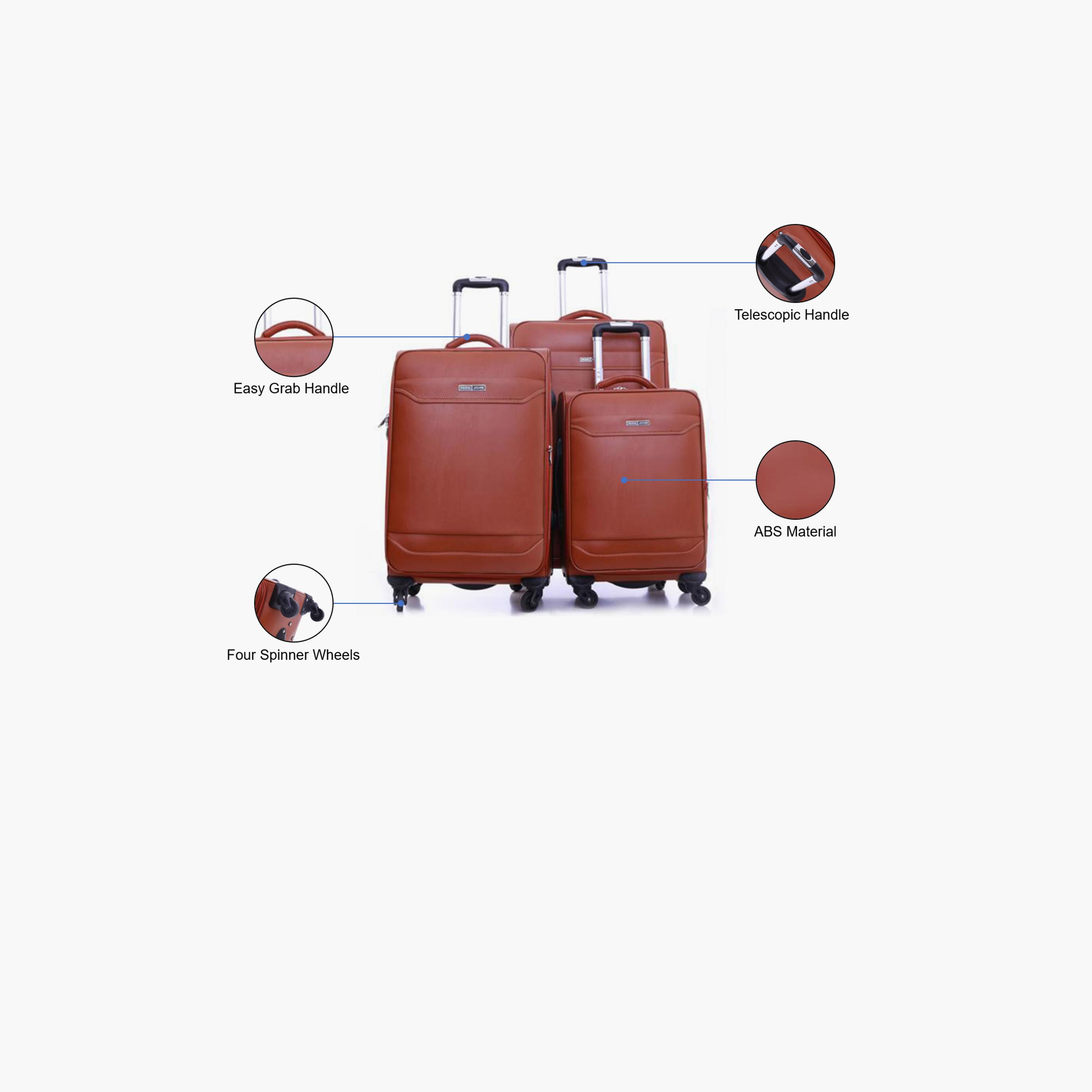 Para John Set of 3 ABS Soft Sided 4-Wheeler Spinner Trolley Bag with Combination Lock-travel-luggagesandbags-luggage-image-2