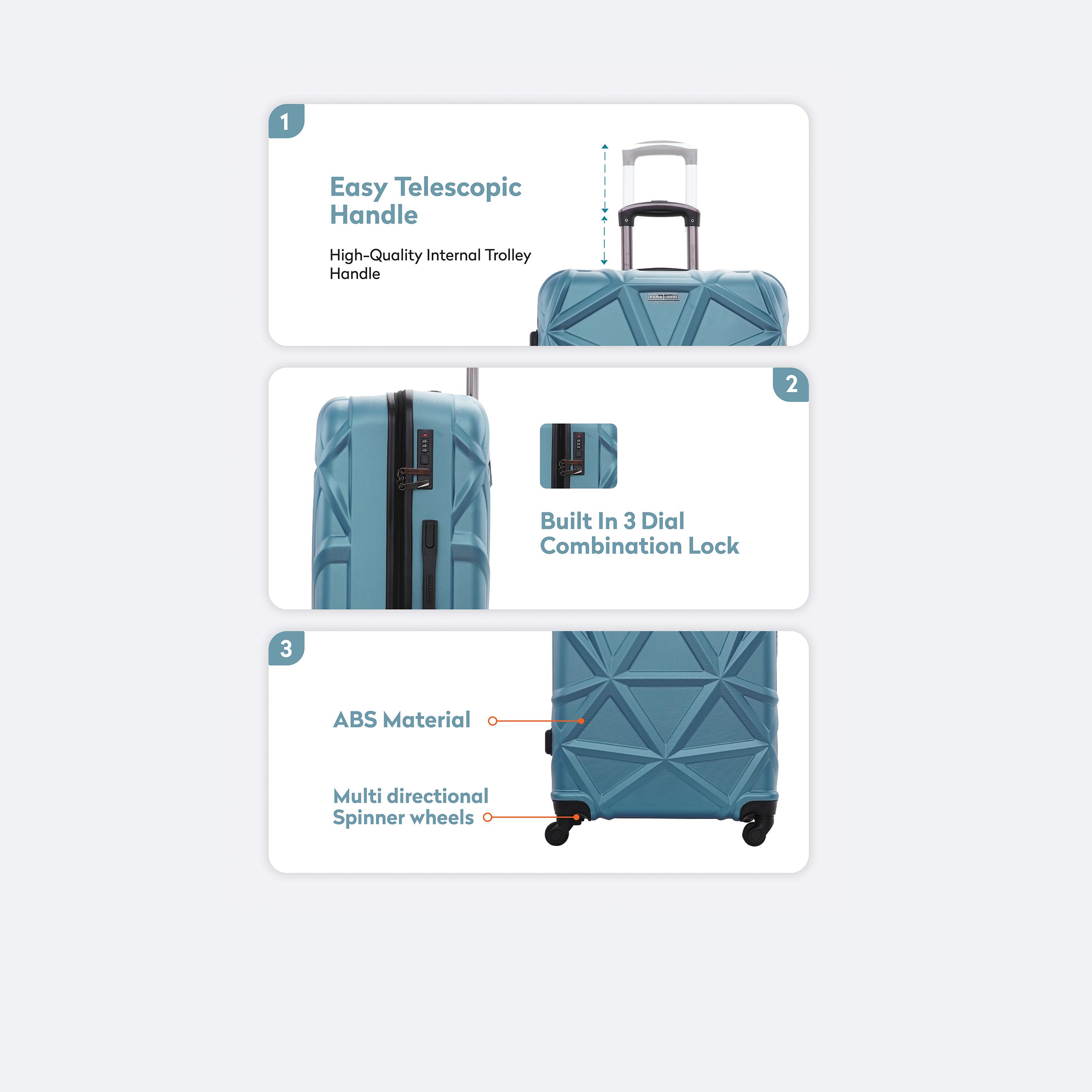 Para John Set of 3 ABS Hard Sided 4-Wheeler Spinner Trolley Bag with Combination Lock-travel-luggagesandbags-luggage-image-26