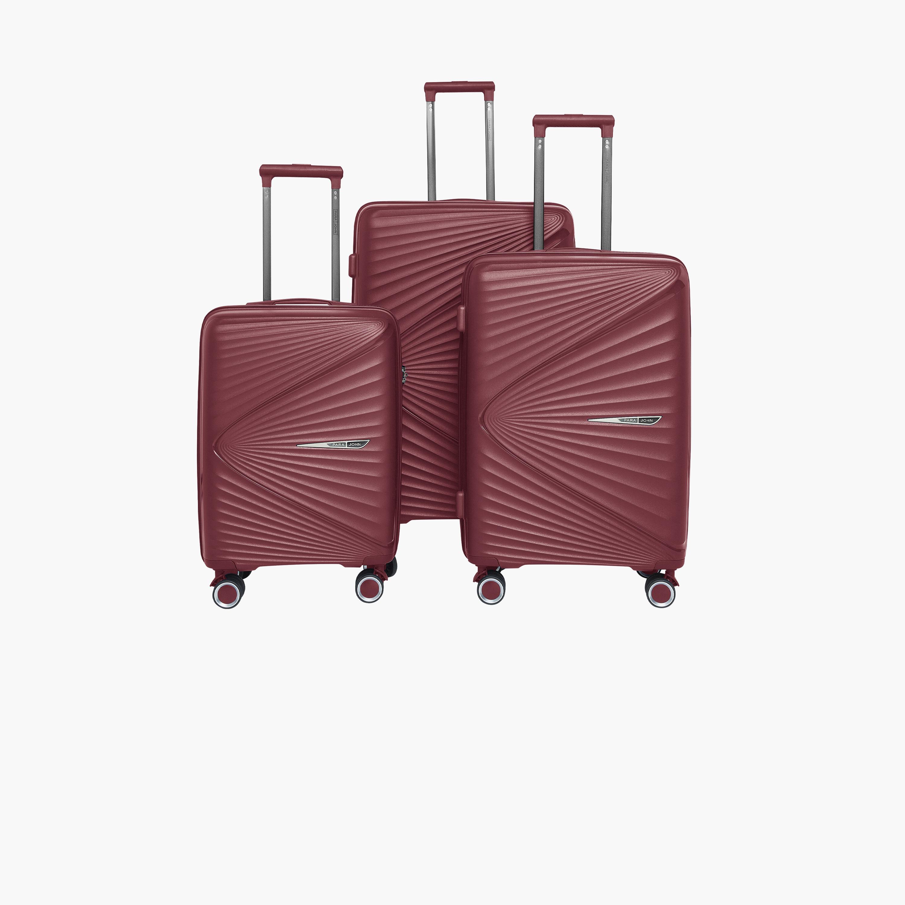 Para John Set of 3 Polypropylene Hard Sided 4-Wheeler Spinner Trolley Bag with Combination Lock-travel-luggagesandbags-luggage-image-1