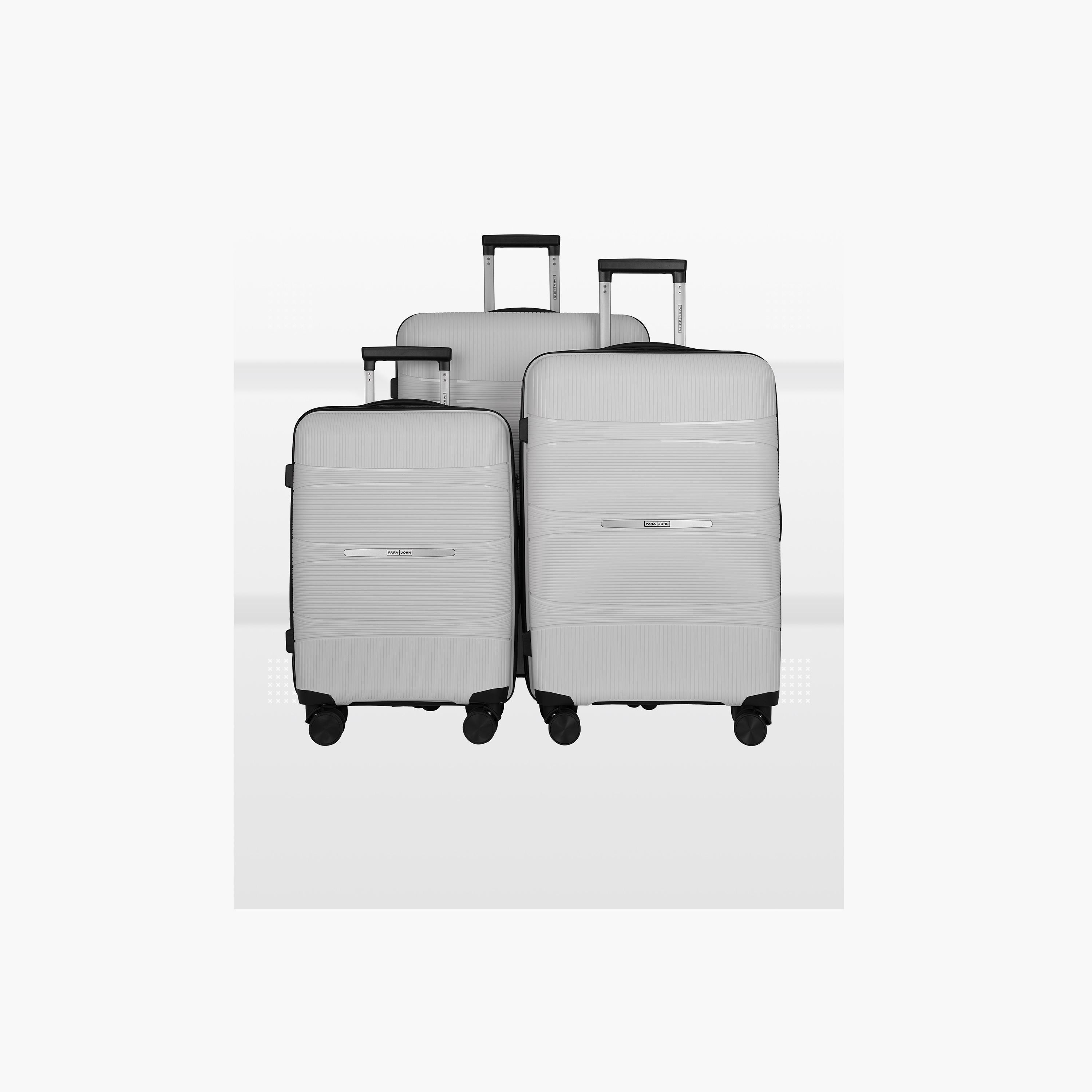 Para John Set of 3 Polypropylene Hard Sided 4-Wheeler Spinner Trolley Bag with Combination Lock-travel-luggagesandbags-luggage-image-1