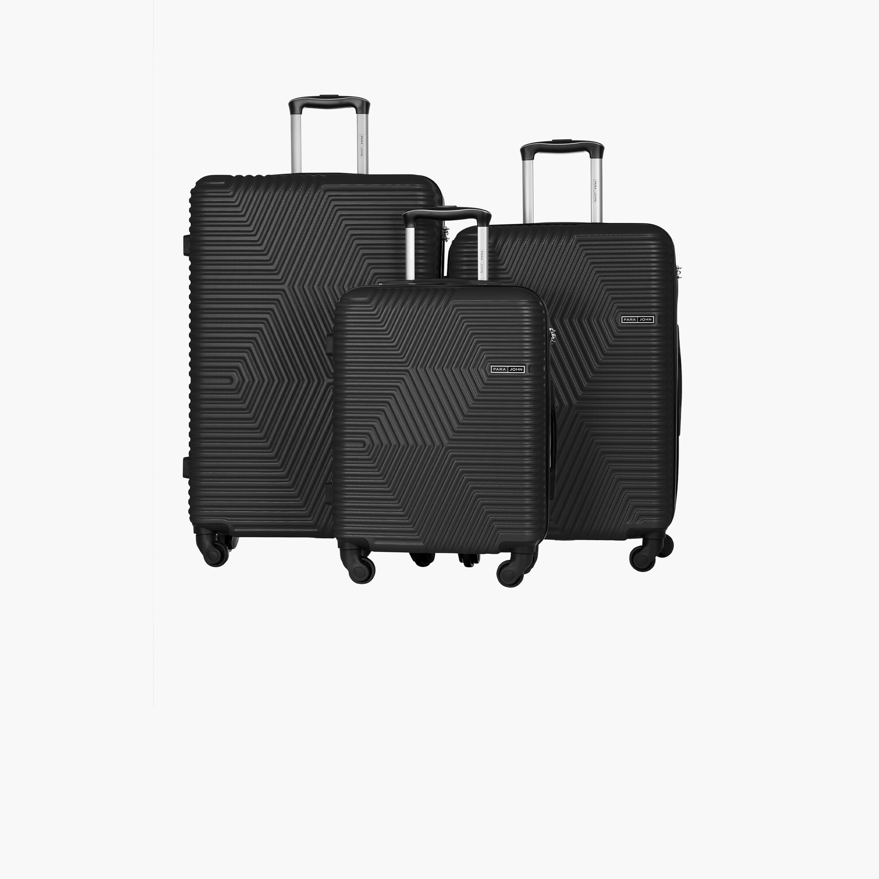 Para John Set of 3 ABS Hard Sided 4-Wheeler Spinner Trolley Bag with Combination Lock-travel-luggagesandbags-luggage-image-1