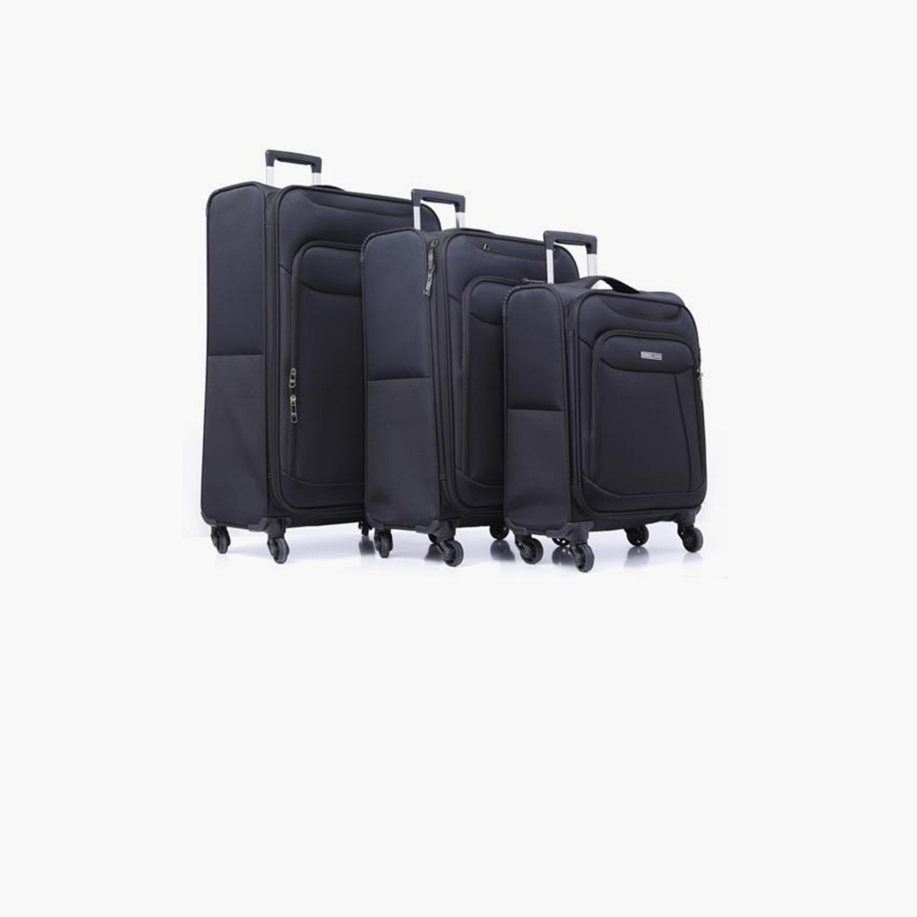 Para John Set of 3 Polyester Soft Sided 4-Wheeler Spinner Trolley Bag with Combination Lock-travel-luggagesandbags-luggage-image-1