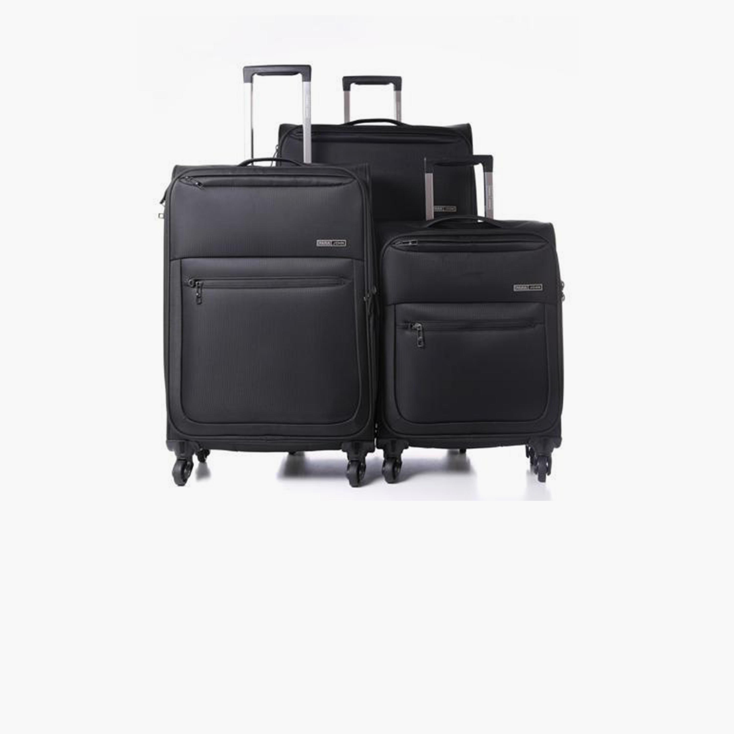 Para John Set of 3 Polyester Soft Sided 4-Wheeler Spinner Trolley Bag with Combination Lock-travel-luggagesandbags-luggage-image-1