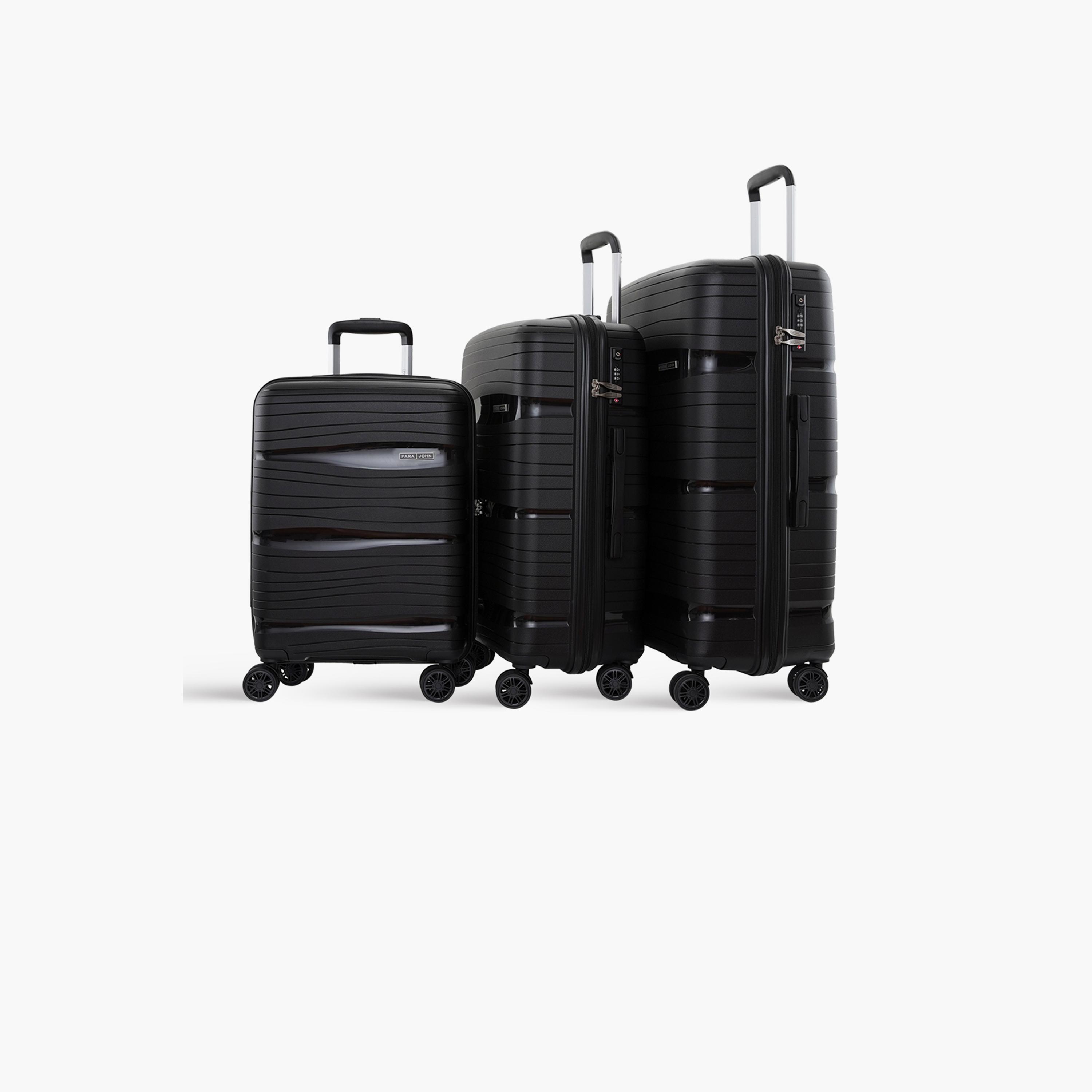 Para John Set of 3 Polypropylene Hard Sided 4-Wheeler Spinner Trolley Bag with Combination Lock-travel-luggagesandbags-luggage-image-1