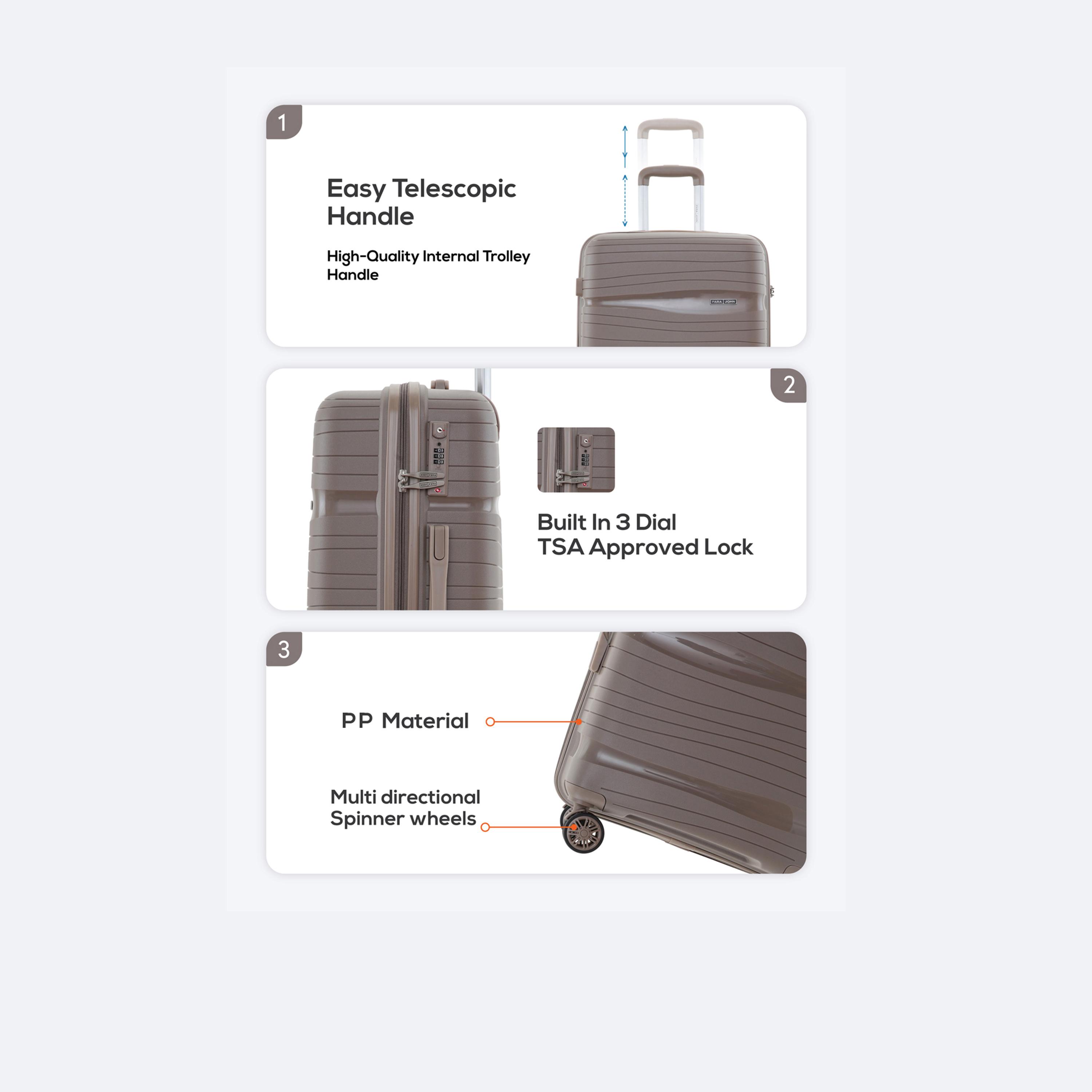 باراجون- طقم 3 شنط بولي بروبيلين بأربع عجلات دوارة وجوانب صلبة مع قفل مركب-travel-luggagesandbags-luggage-image-10