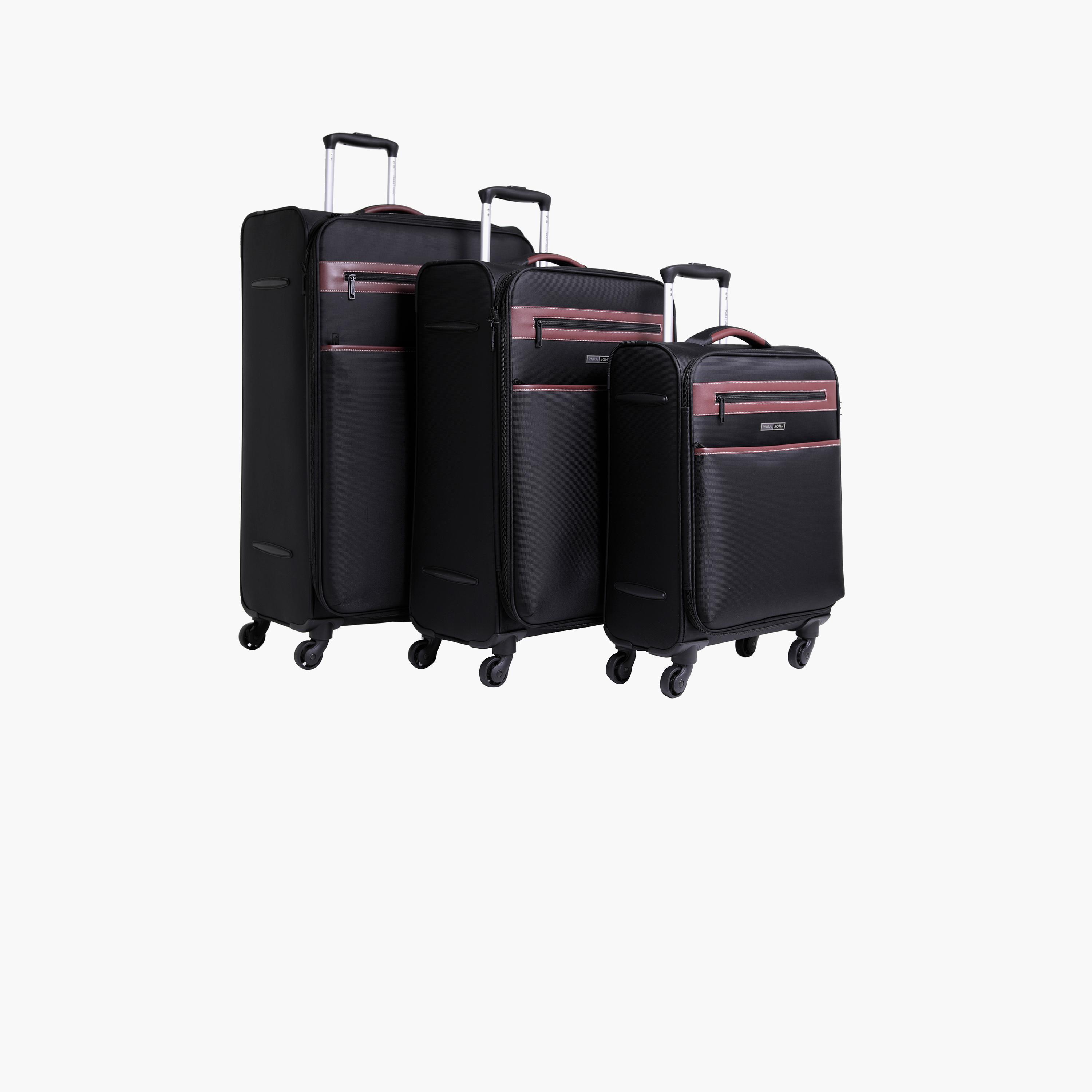 Para John Set of 3 Polyester Soft Sided 4-Wheeler Spinner Trolley Bag with Combination Lock-travel-luggagesandbags-luggage-image-1