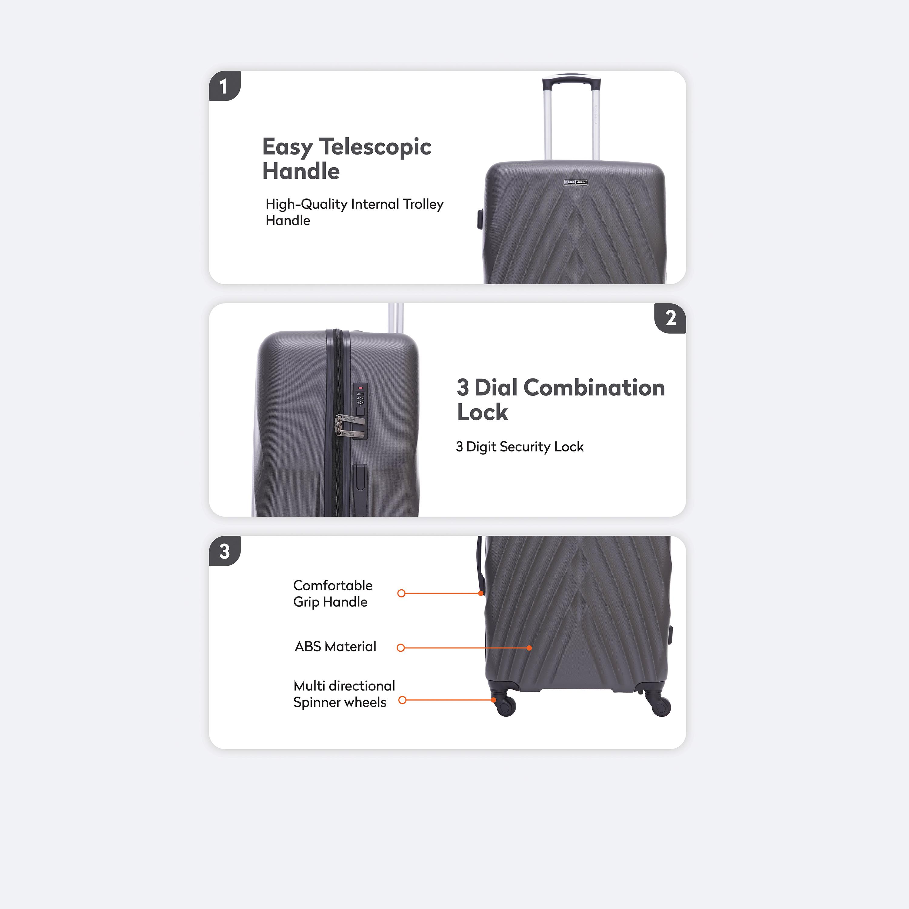 Para John Set of 3 ABS Hard Sided 4-Wheeler Spinner Trolley Bag with Combination Lock-travel-luggagesandbags-luggage-image-2