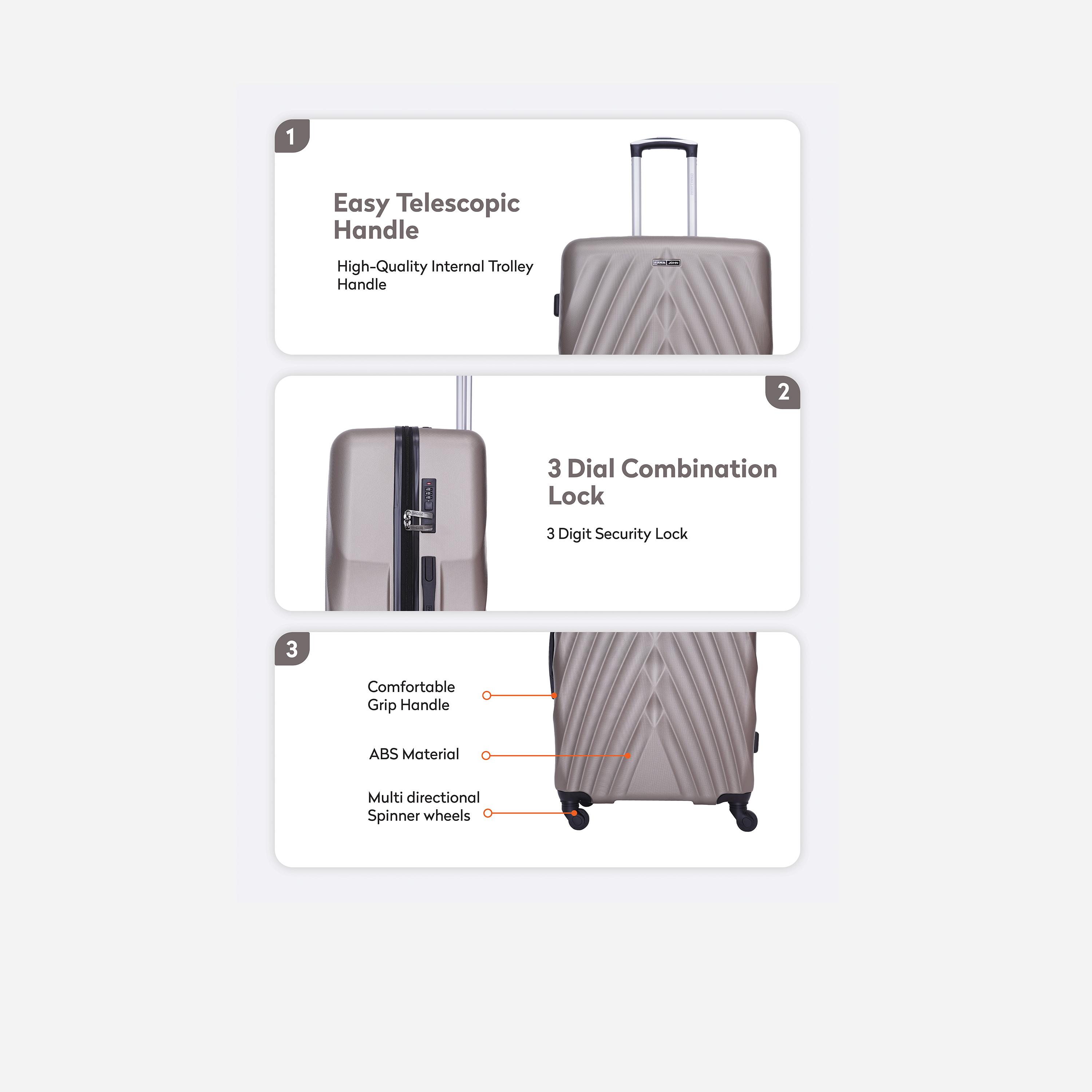 باراجون- طقم 3 شنط بأربع عجلات دوارة من مادة ABS وجوانب صلبة مع قفل مركب-travel-luggagesandbags-luggage-image-7