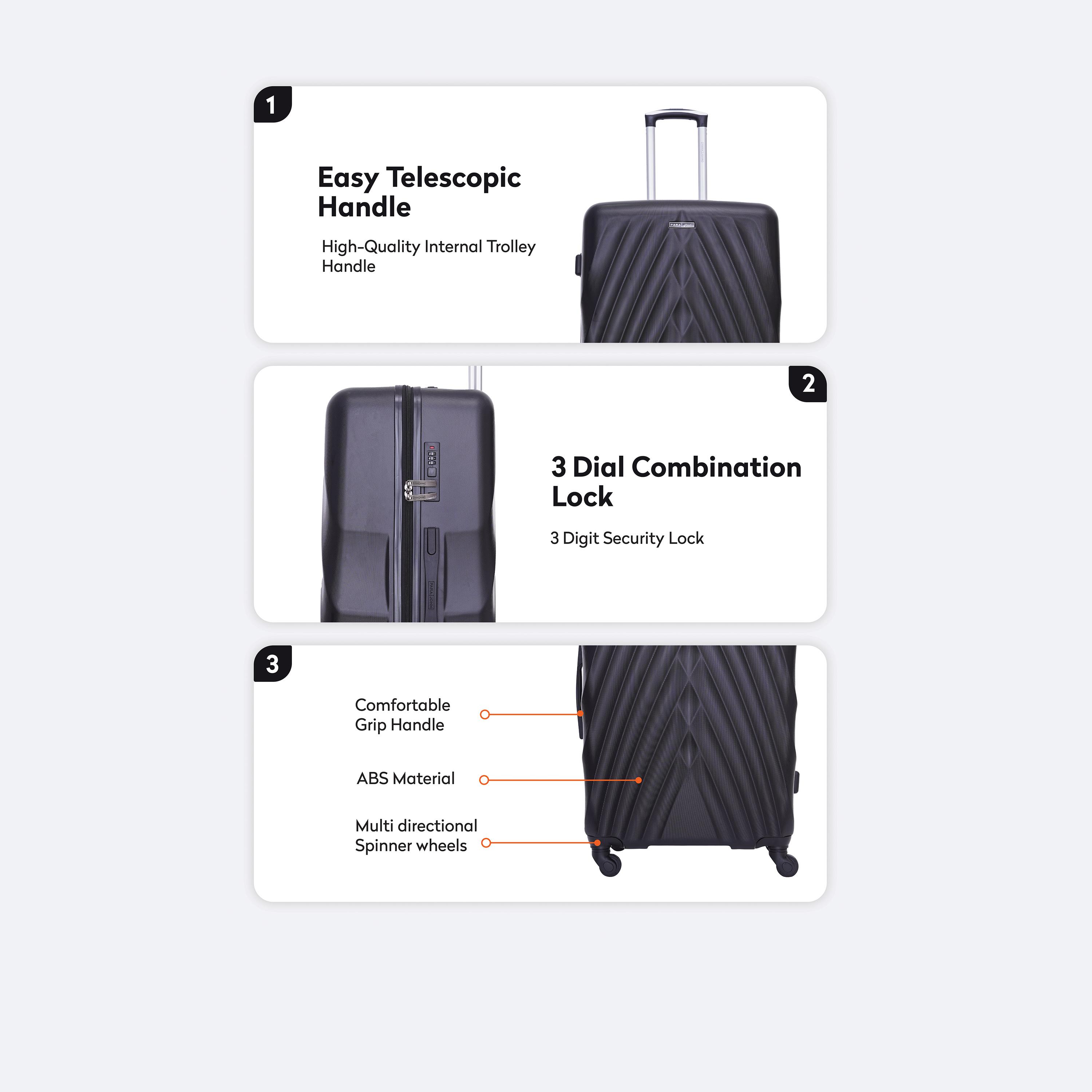 باراجون- طقم 3 شنط بأربع عجلات دوارة من مادة ABS وجوانب صلبة مع قفل مركب-travel-luggagesandbags-luggage-image-12