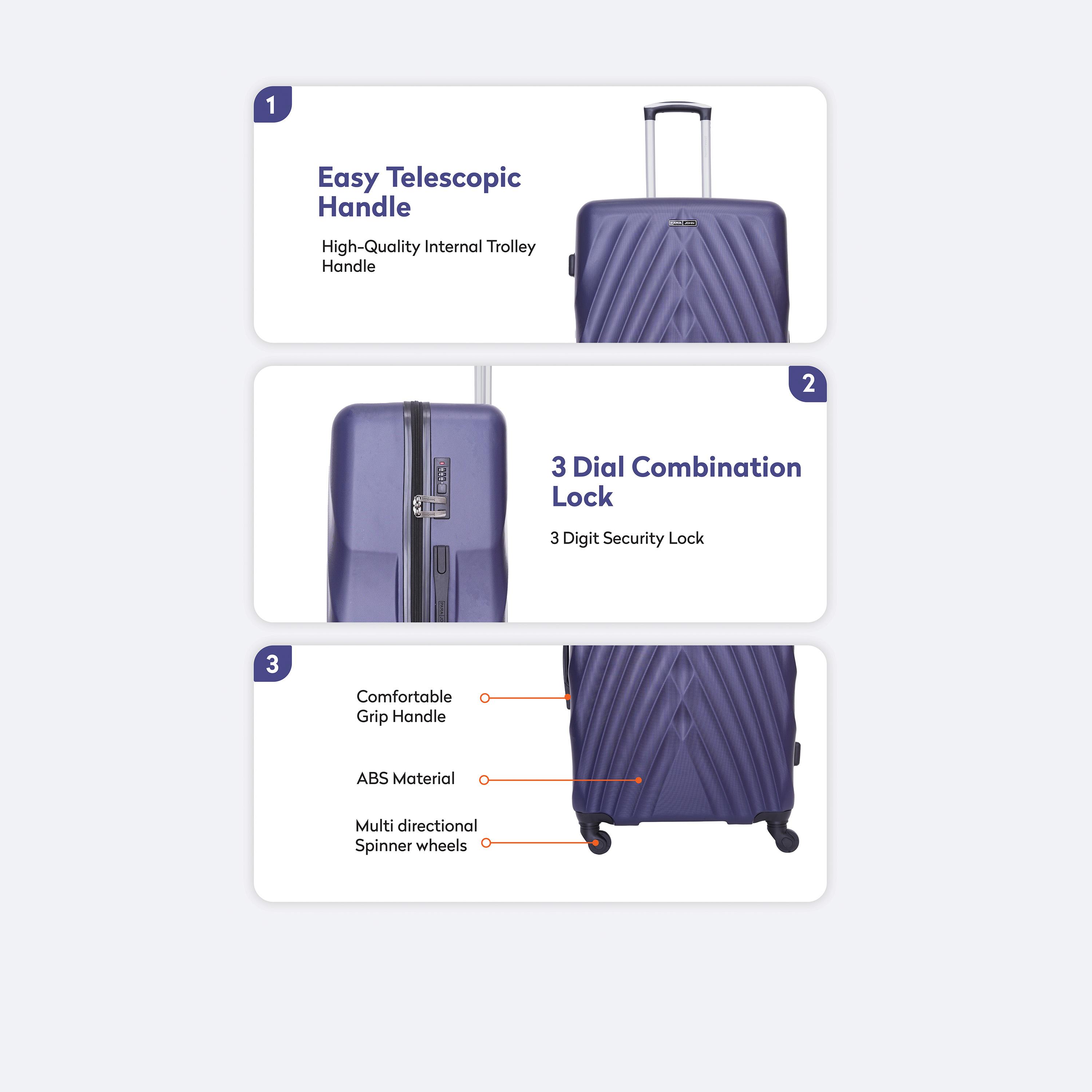 باراجون- طقم 3 شنط بأربع عجلات دوارة من مادة ABS وجوانب صلبة مع قفل مركب-travel-luggagesandbags-luggage-image-17