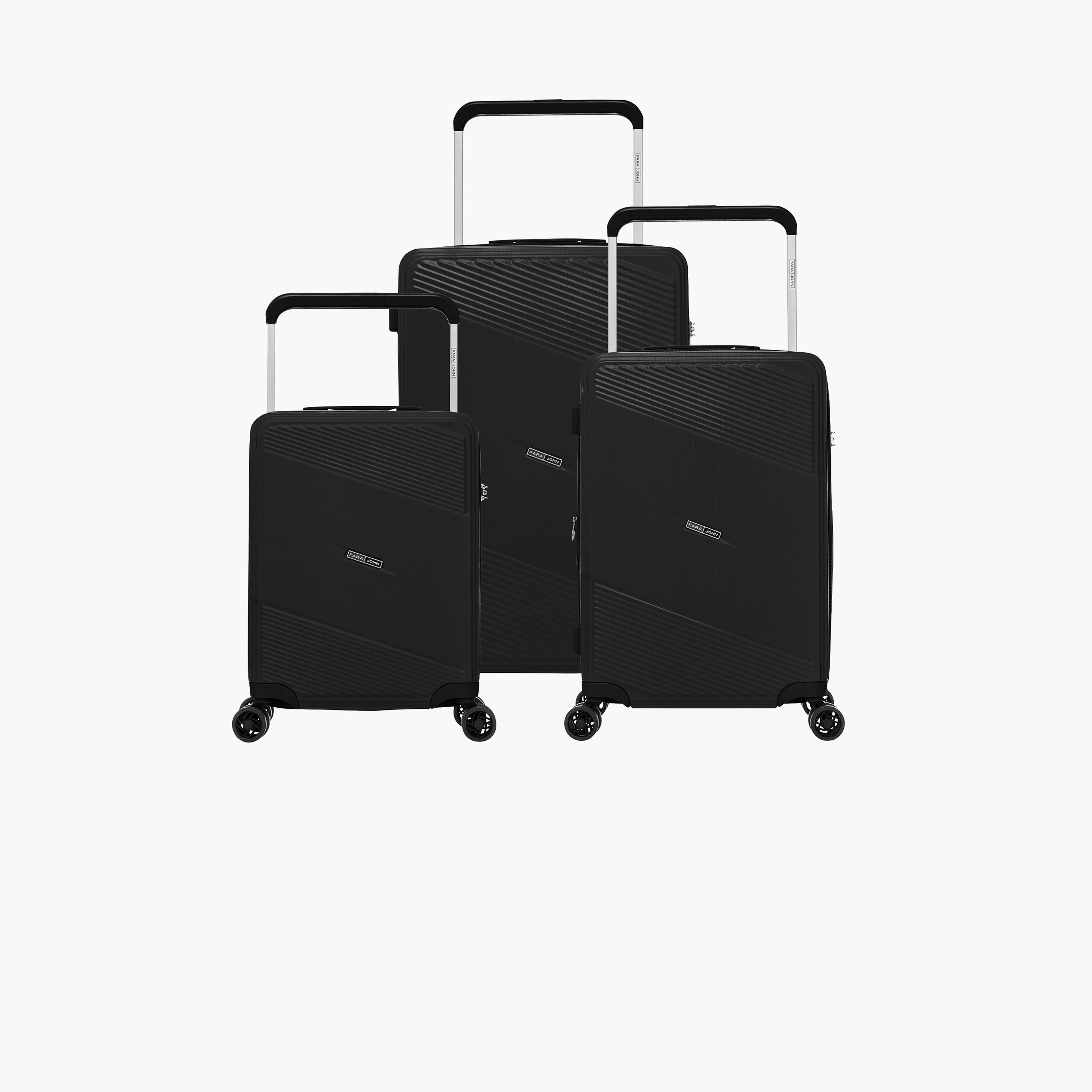 Para John Set of 3 Polypropylene Hard Sided 4-Wheeler Spinner Trolley Bag with Combination Lock-travel-luggagesandbags-luggage-image-1