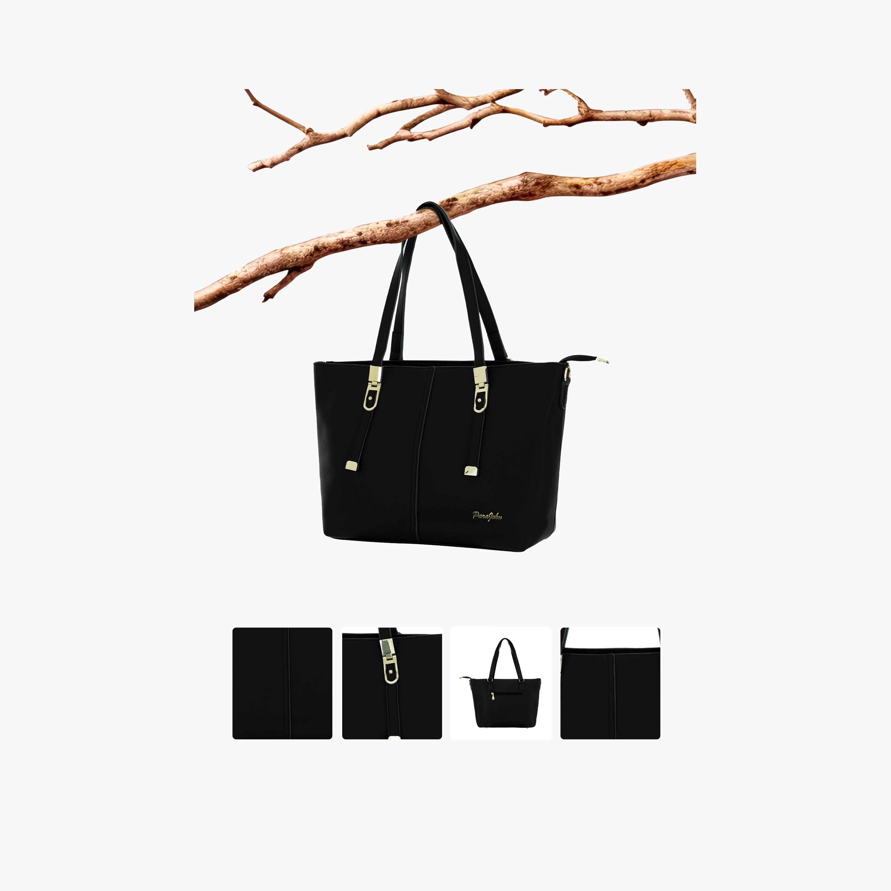 باراجون- شنطة توت بمقبض مزدوج مع سحاب للإغلاق وحزام قابل للإزالة-women-bagsandwallets-handbags-image-1