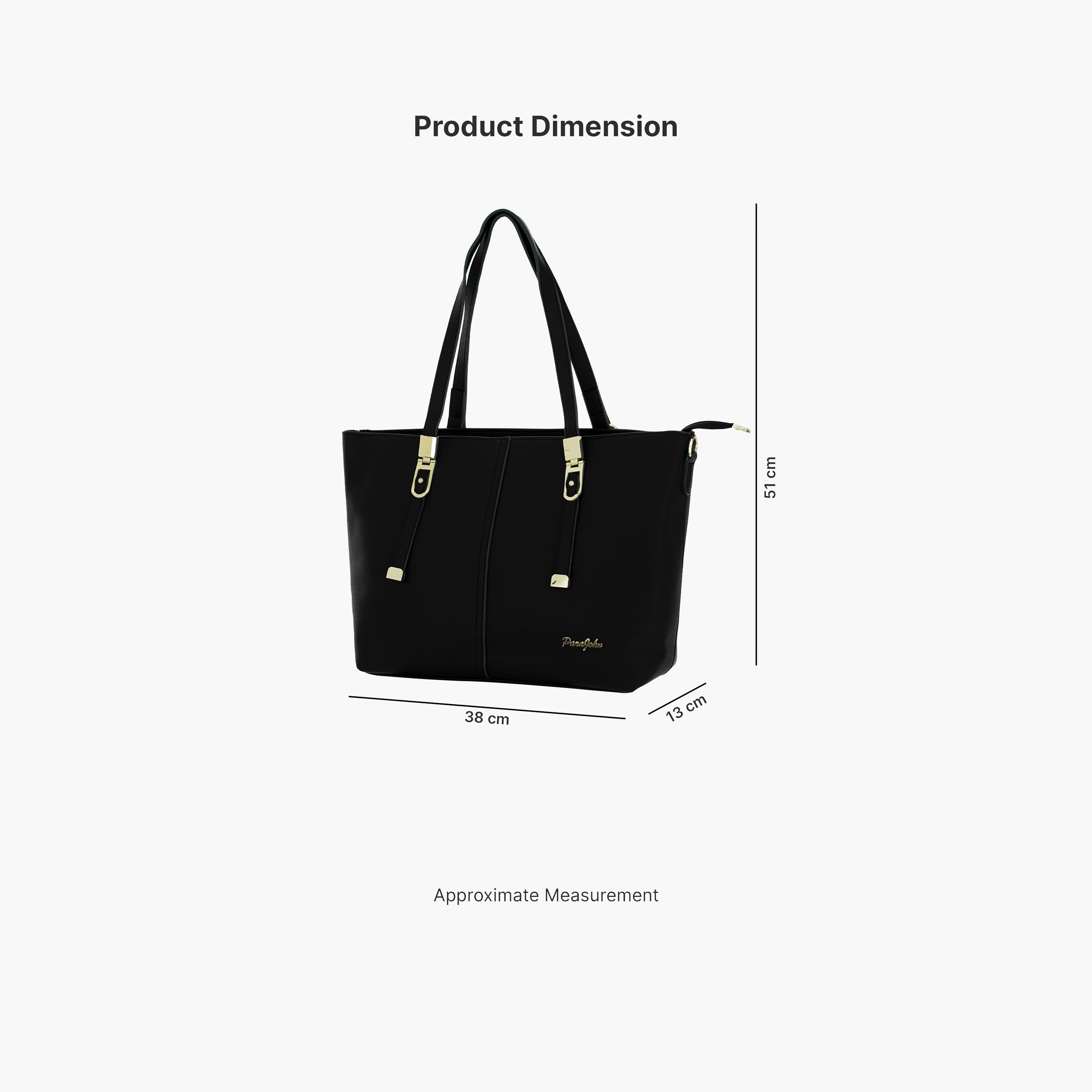 Para John Textured Double Handle Tote Bag with Zipper Closure and Detachable Strap-women-bagsandwallets-handbags-image-3