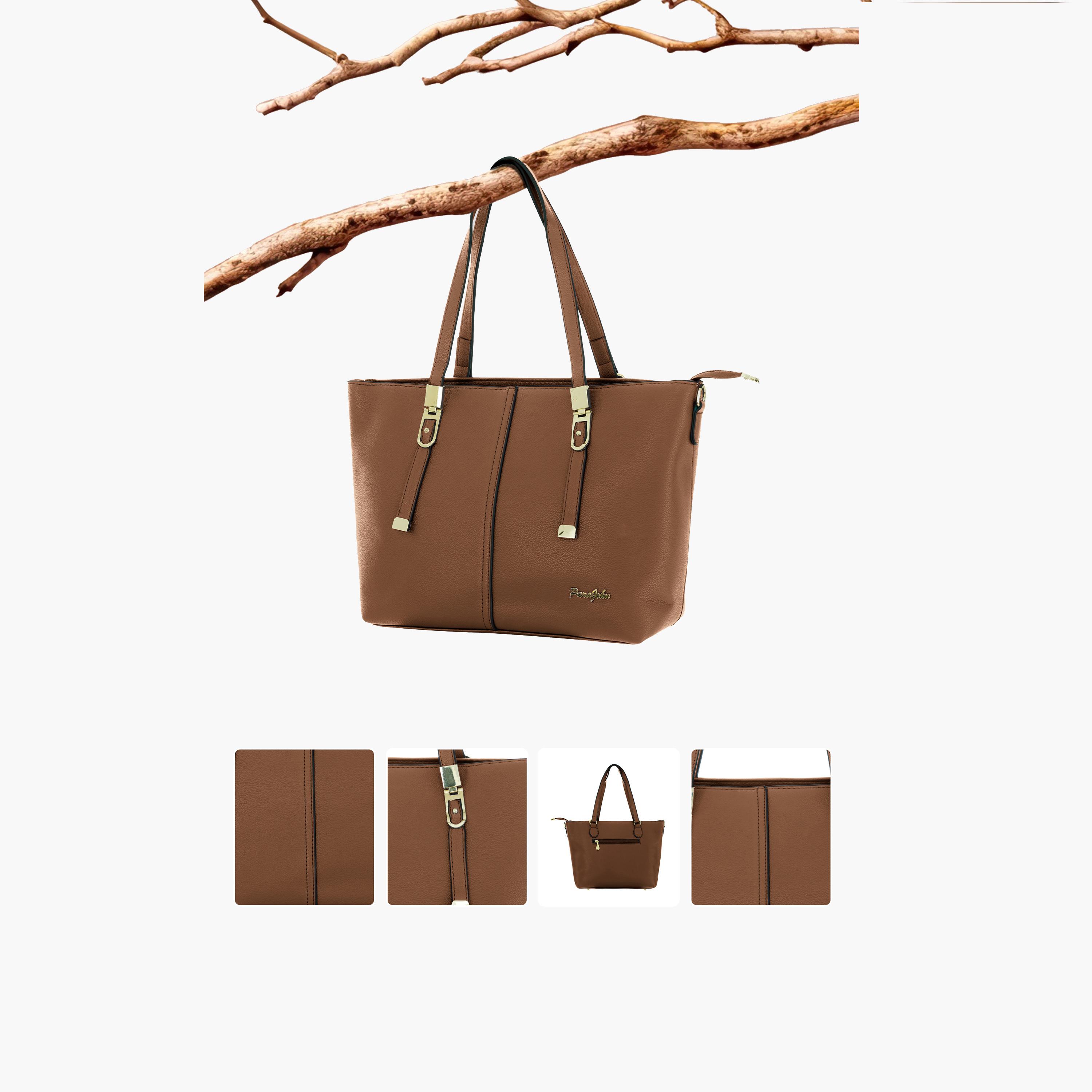 باراجون- شنطة توت بمقبض مزدوج مع سحاب للإغلاق وحزام قابل للإزالة-women-bagsandwallets-handbags-image-9