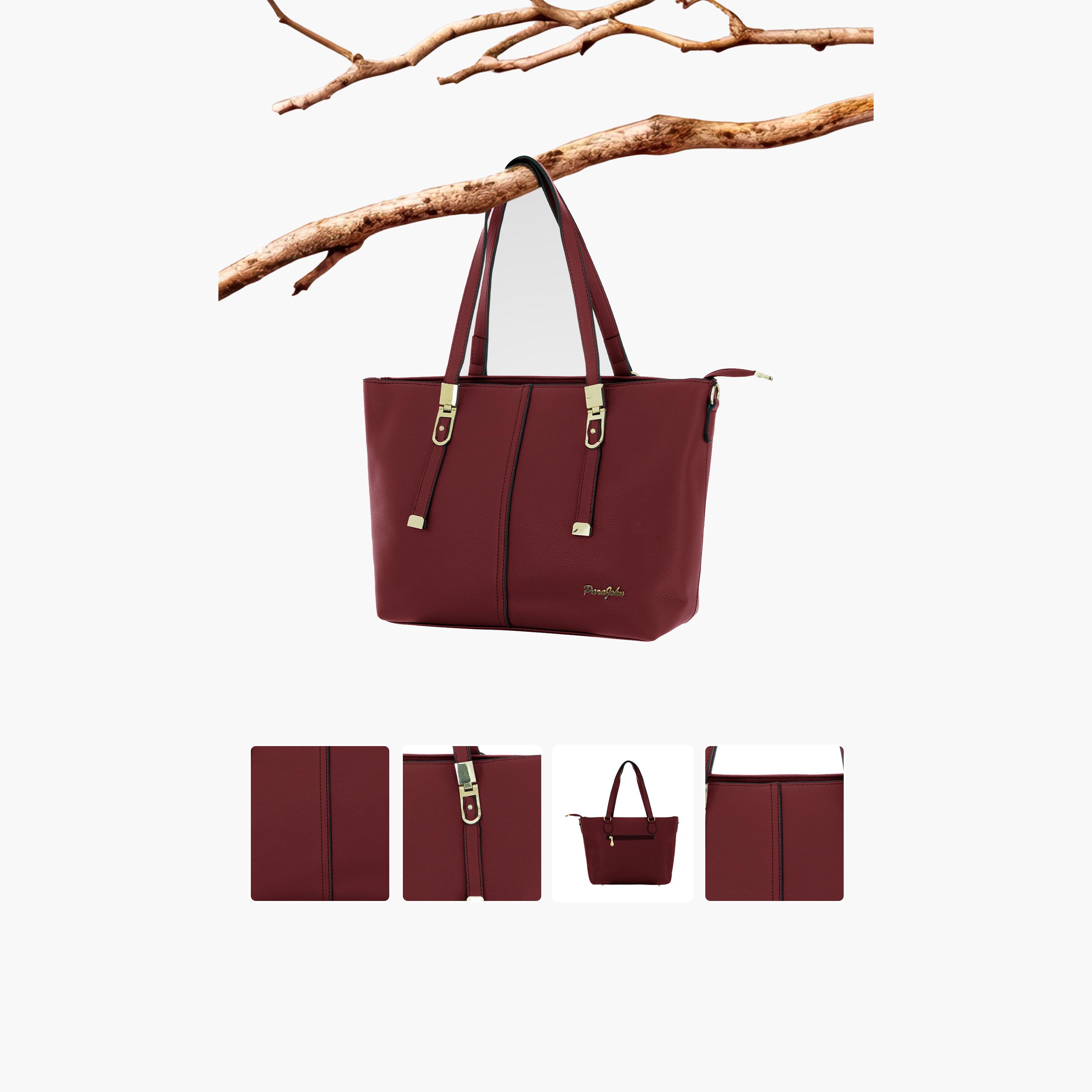 باراجون- شنطة توت بمقبض مزدوج مع سحاب للإغلاق وحزام قابل للإزالة-women-bagsandwallets-handbags-image-15