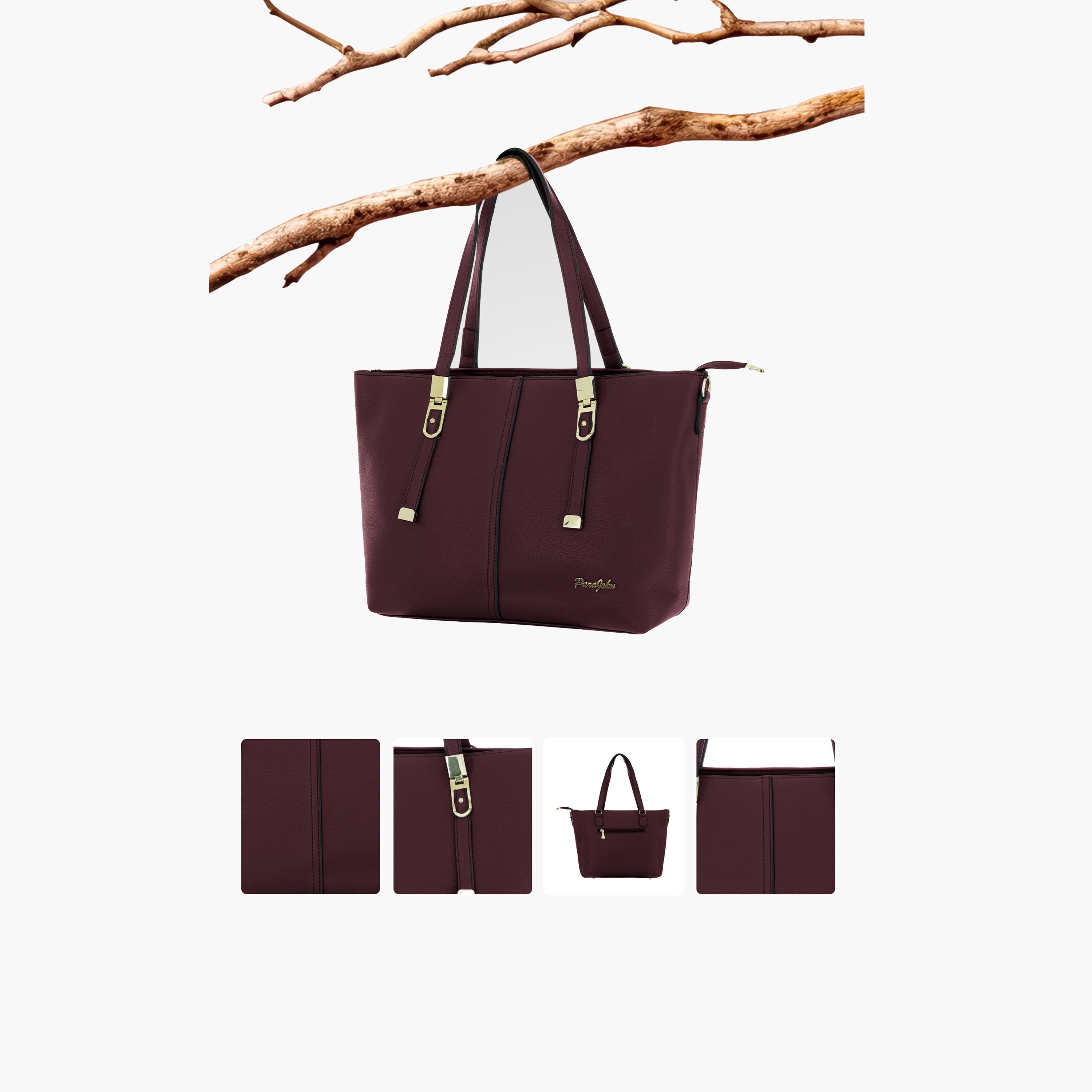 باراجون- شنطة توت بمقبض مزدوج مع سحاب للإغلاق وحزام قابل للإزالة-women-bagsandwallets-handbags-image-21
