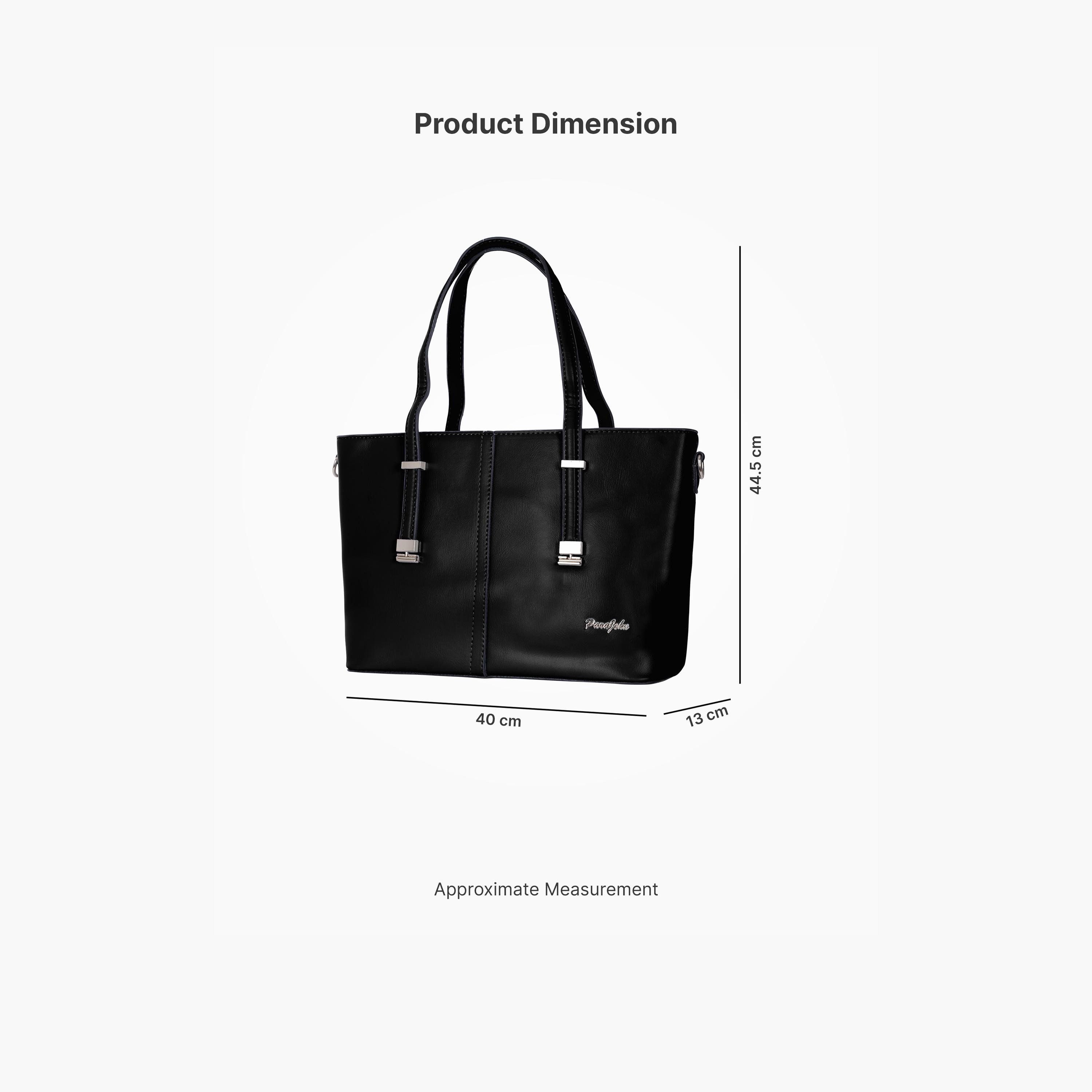 Para John Textured Double Handle Tote Bag with Zipper Closure and Detachable Strap-women-bagsandwallets-handbags-image-3
