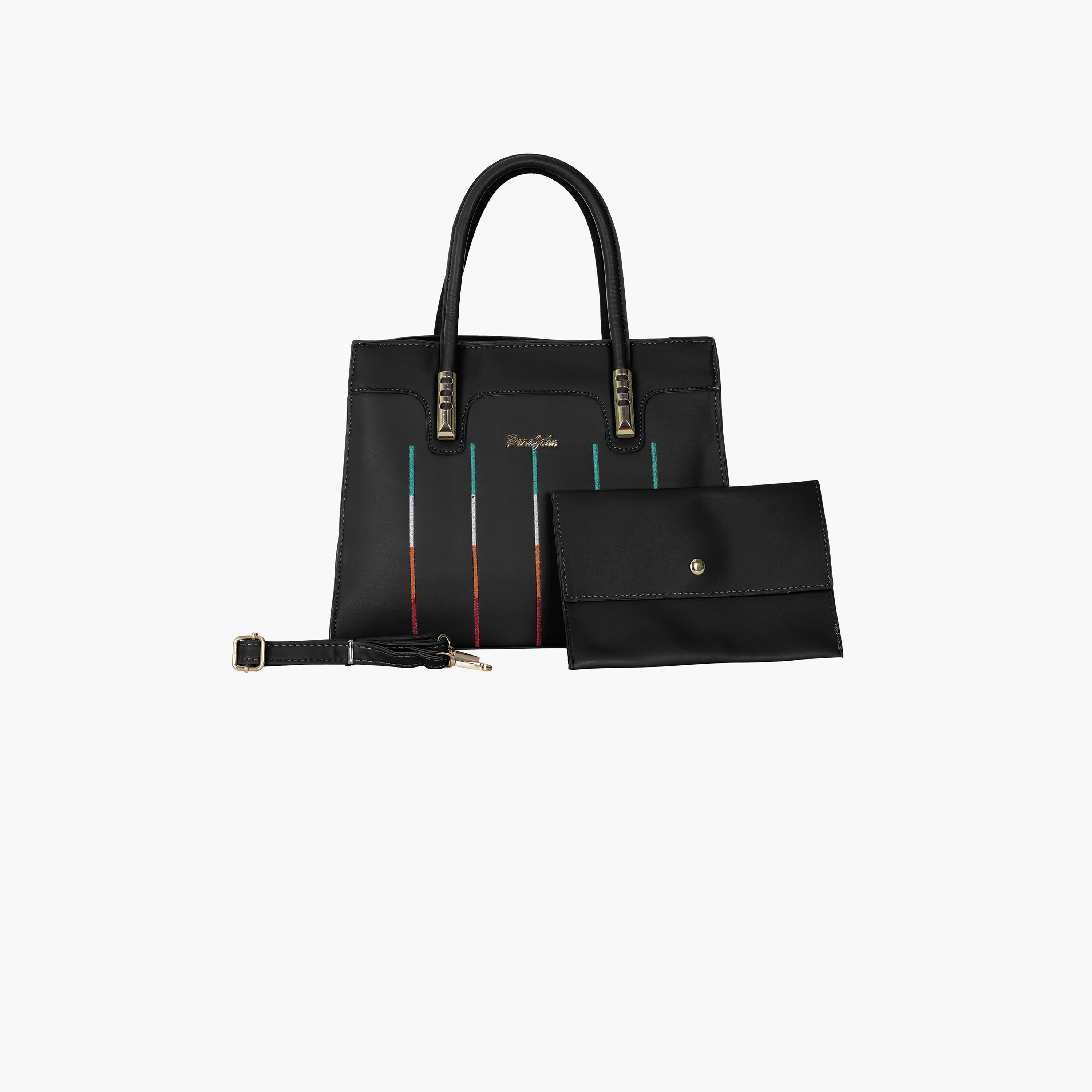 Para John Textured Double Handle Crossbody Bag with Zipper Closure and Detachable Strap-women-bagsandwallets-handbags-image-1