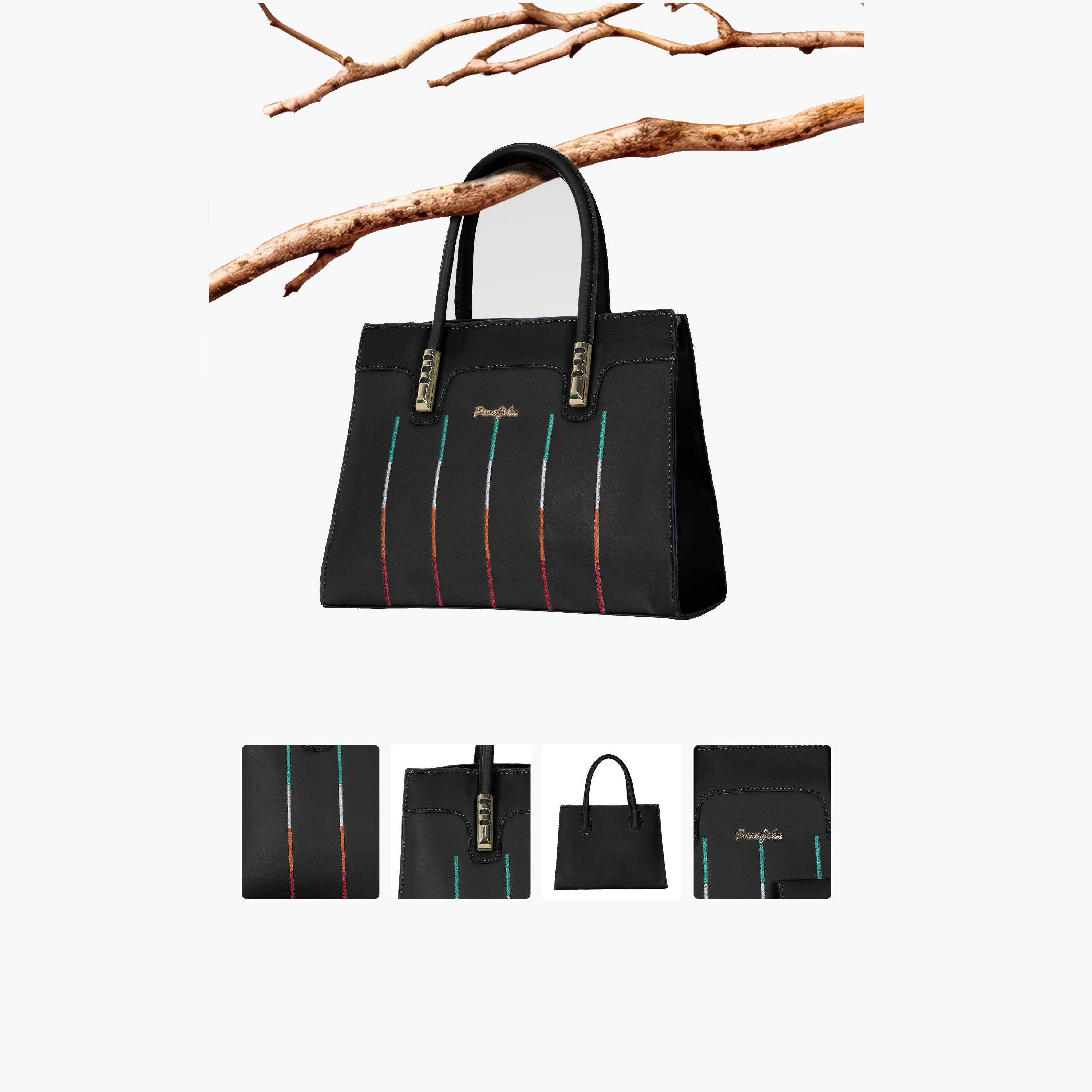 Para John Textured Double Handle Crossbody Bag with Zipper Closure and Detachable Strap-women-bagsandwallets-handbags-image-4
