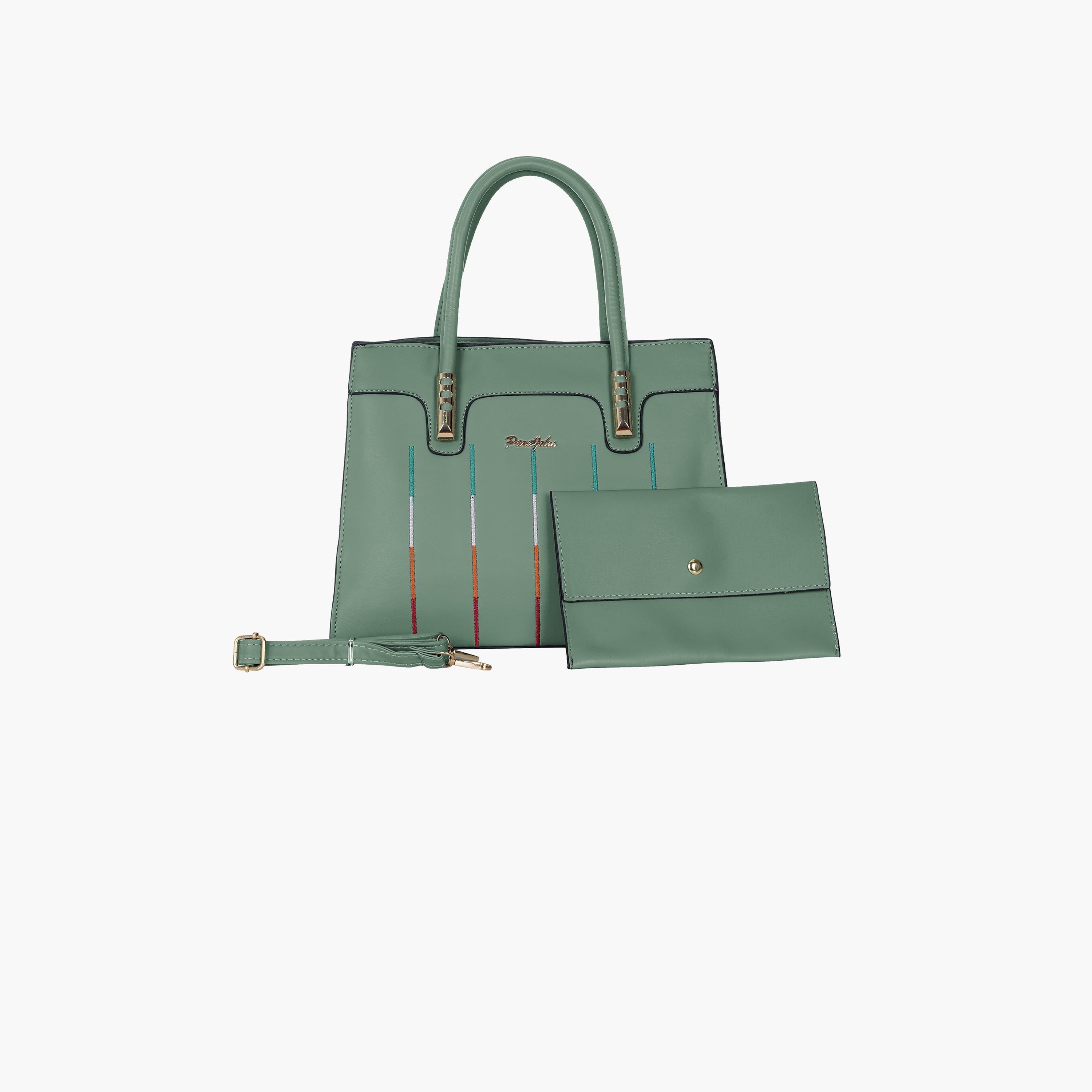 Para John Textured Double Handle Crossbody Bag with Zipper Closure and Detachable Strap-women-bagsandwallets-handbags-image-11