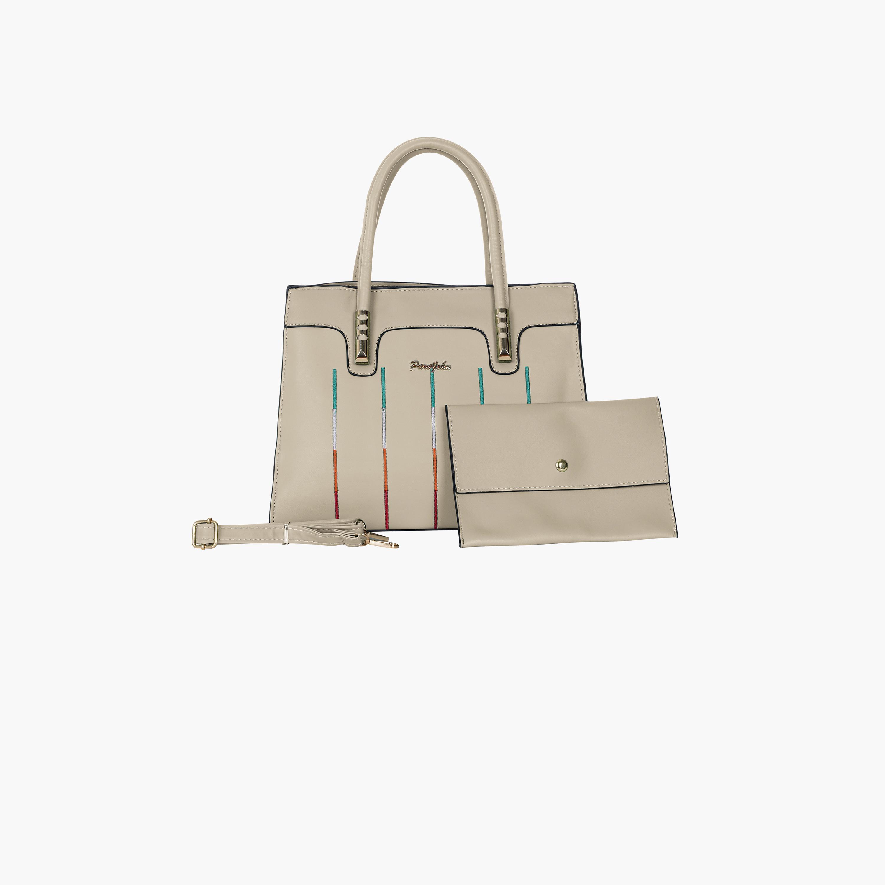 Para John Textured Double Handle Crossbody Bag with Zipper Closure and Detachable Strap-women-bagsandwallets-handbags-image-16