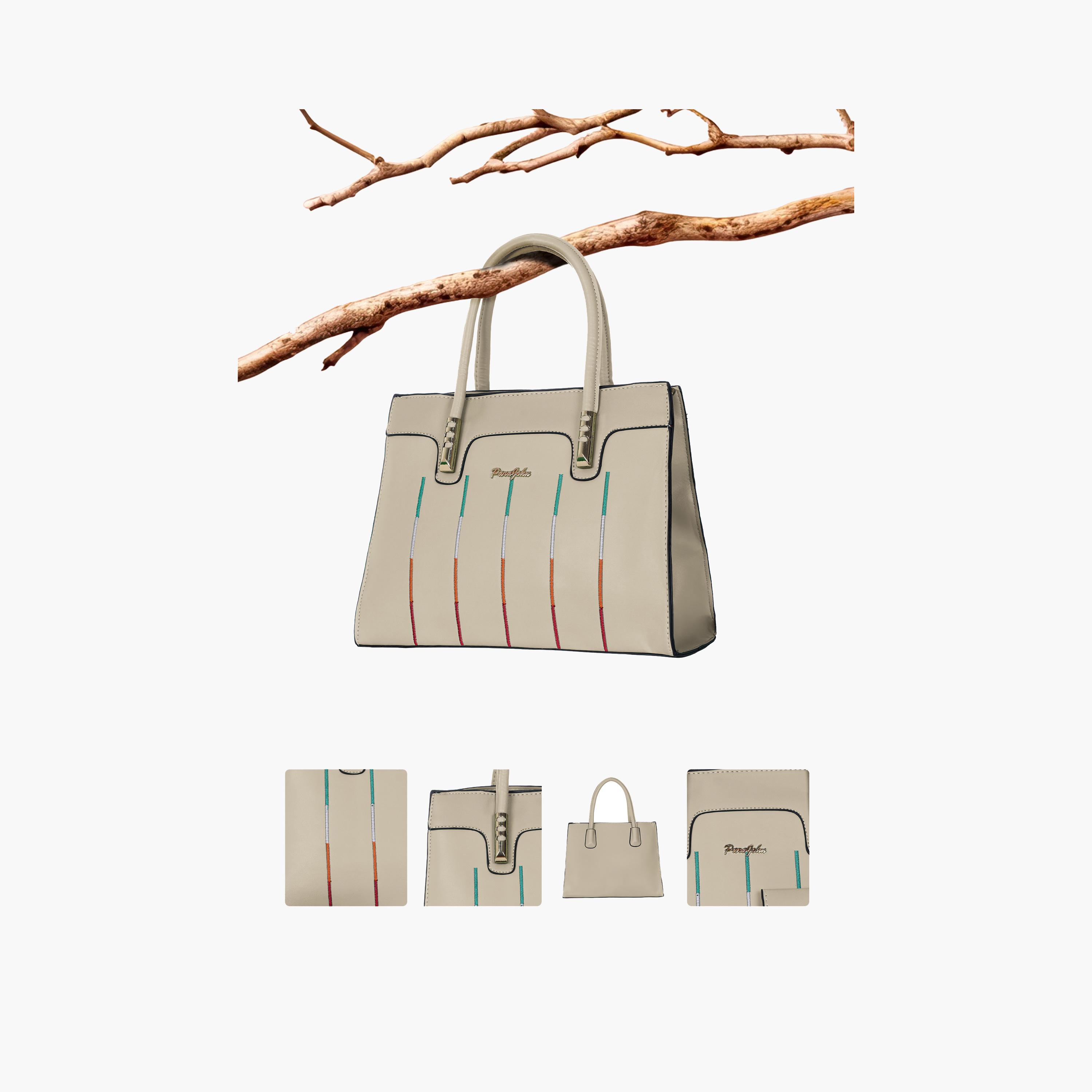 Para John Textured Double Handle Crossbody Bag with Zipper Closure and Detachable Strap-women-bagsandwallets-handbags-image-20