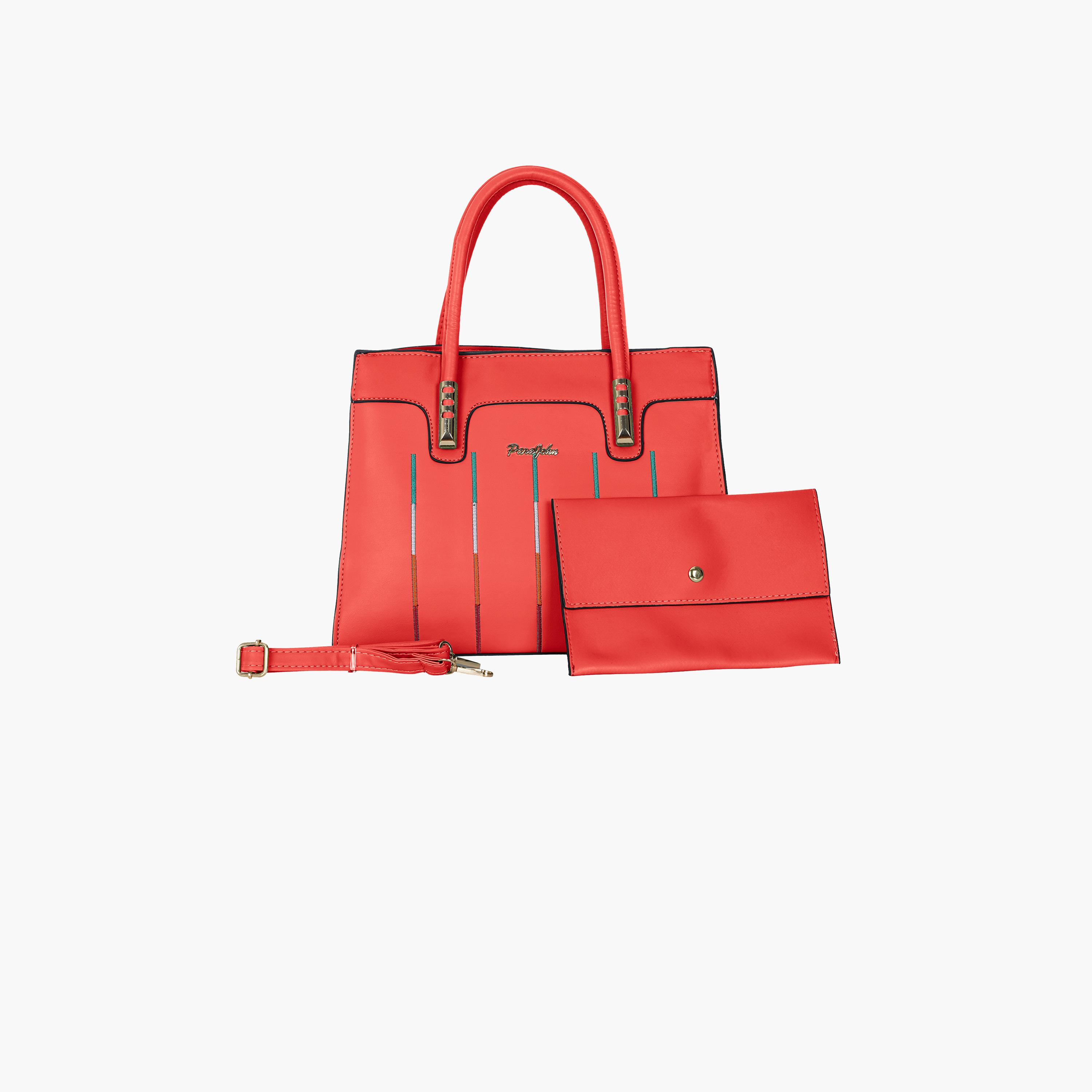Para John Textured Double Handle Crossbody Bag with Zipper Closure and Detachable Strap-women-bagsandwallets-handbags-image-21