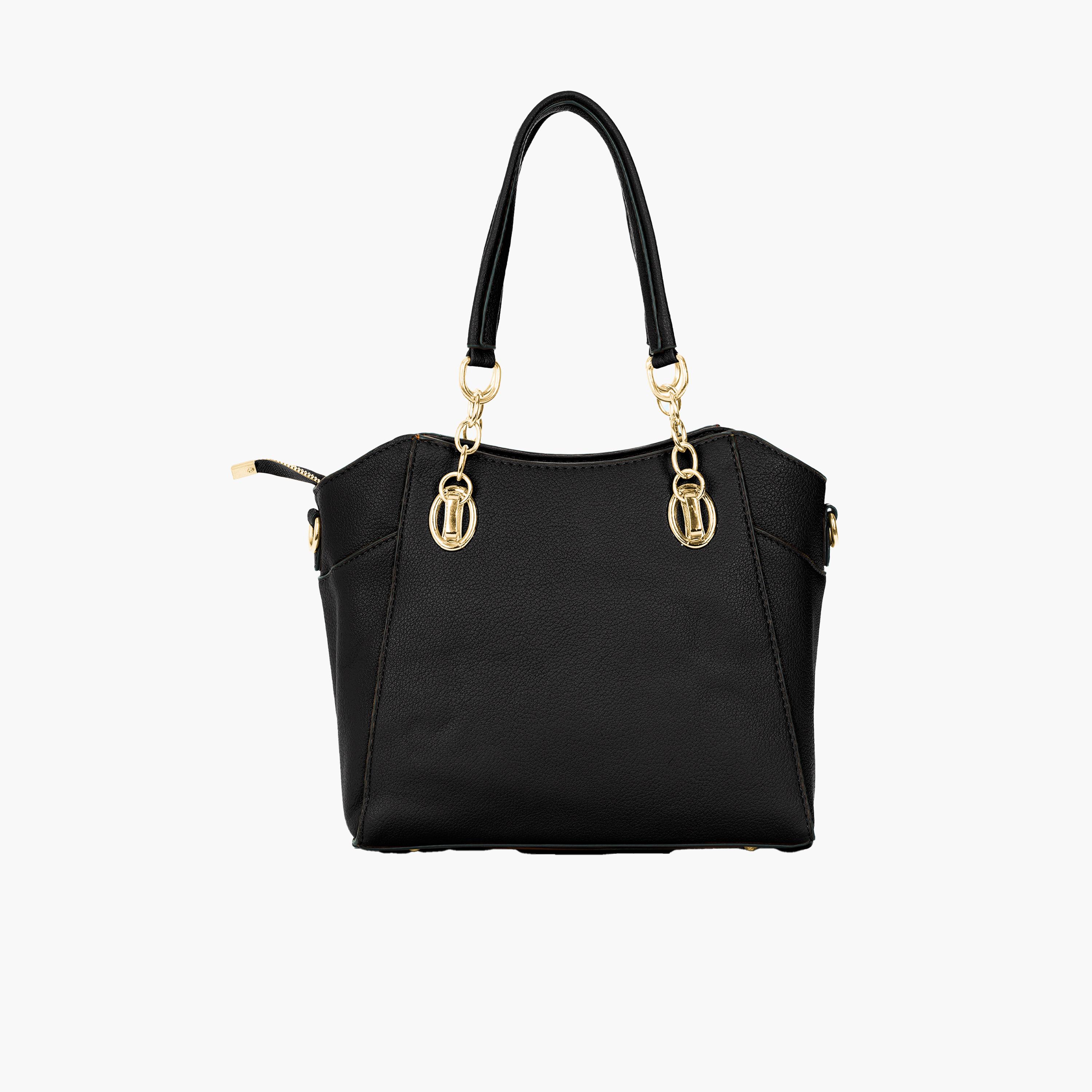 Para John Textured Double Handle Shoulder Bag with Zipper Closure and Detachable Strap-women-bagsandwallets-handbags-image-4