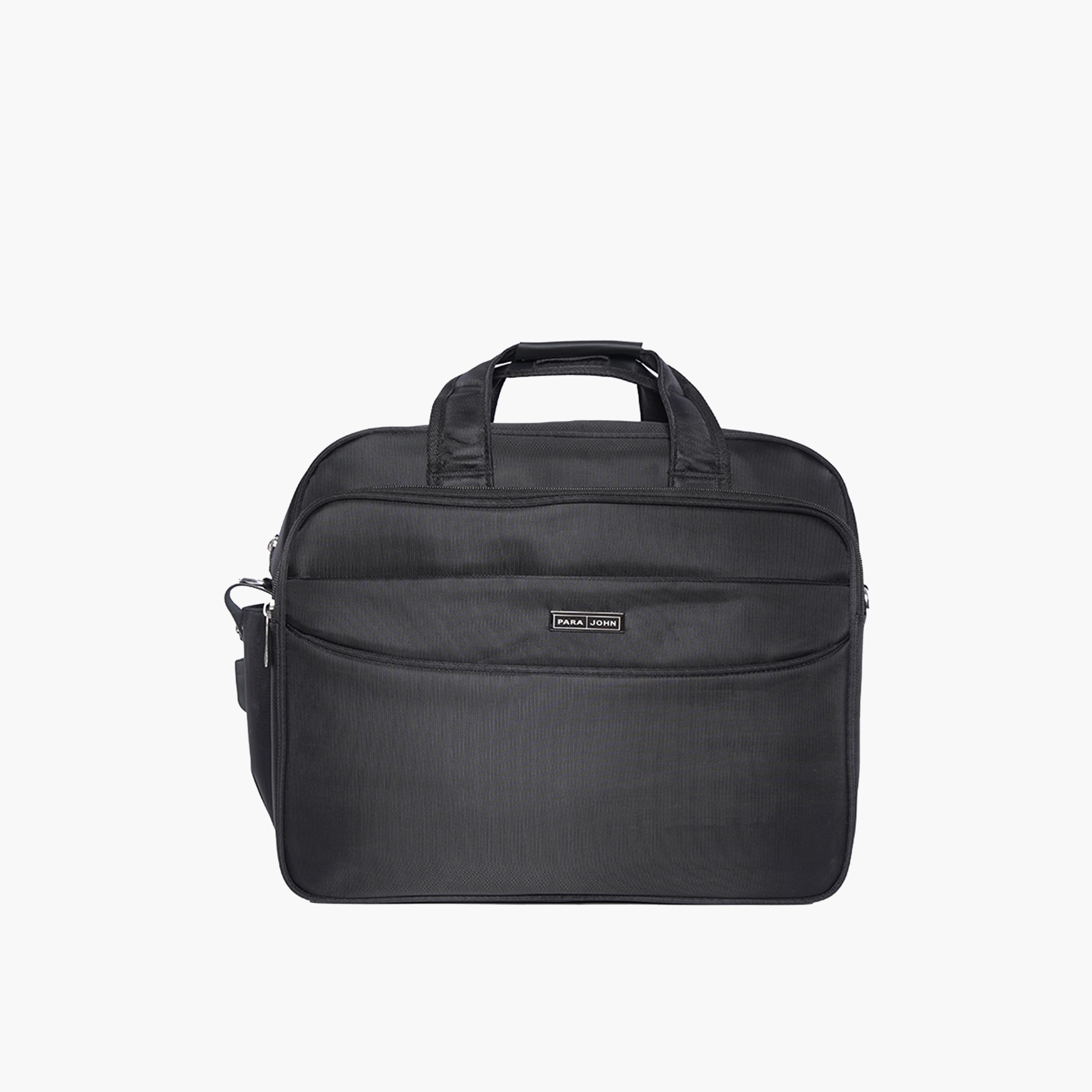Para John Textured Double Handle Laptop Bag with Zipper Closure and Detachable Strap-men-bags-image-1