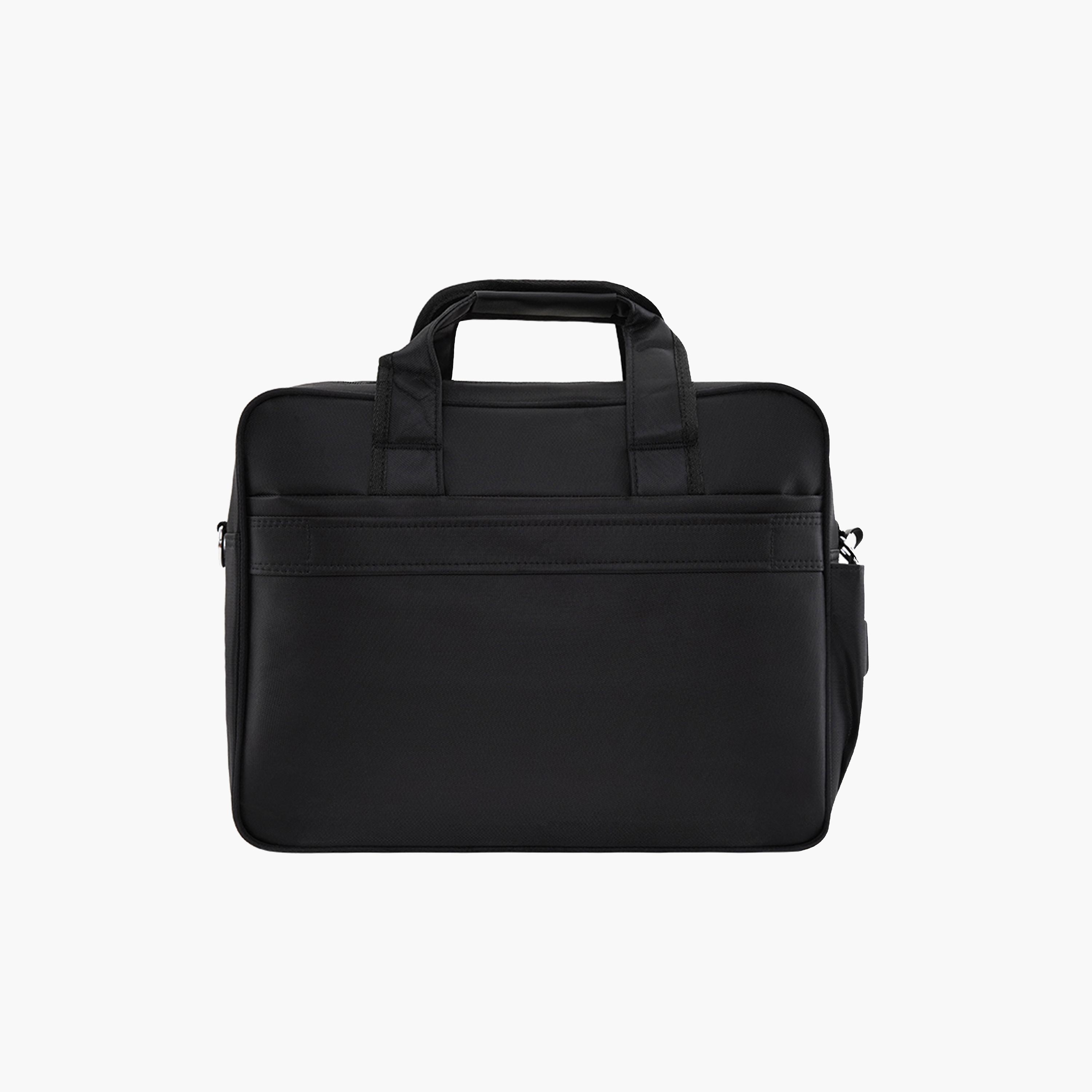 Para John Textured Double Handle Laptop Bag with Zipper Closure and Detachable Strap-men-bags-image-5