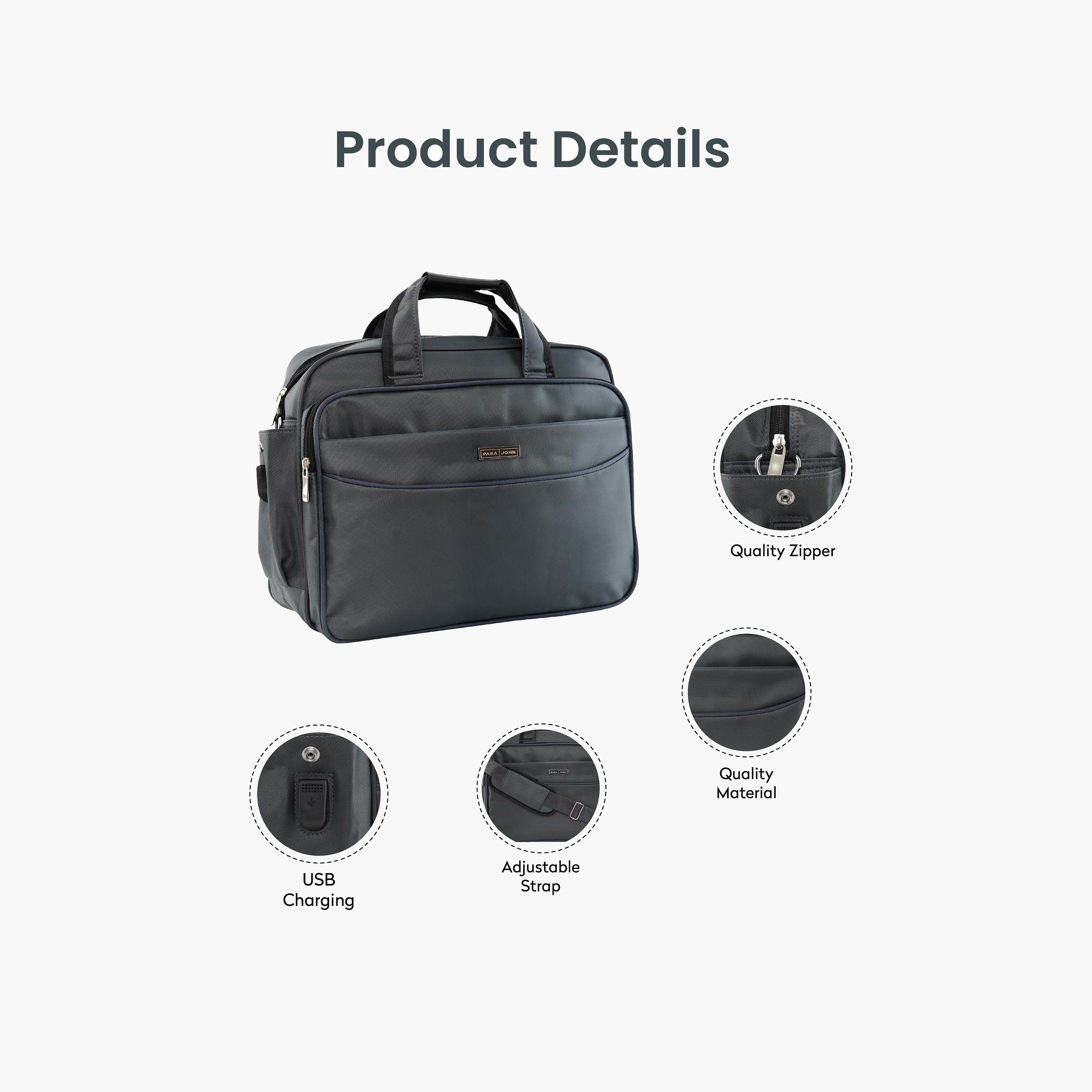 Para John Textured Double Handle Laptop Bag with Zipper Closure and Detachable Strap-men-bags-image-7