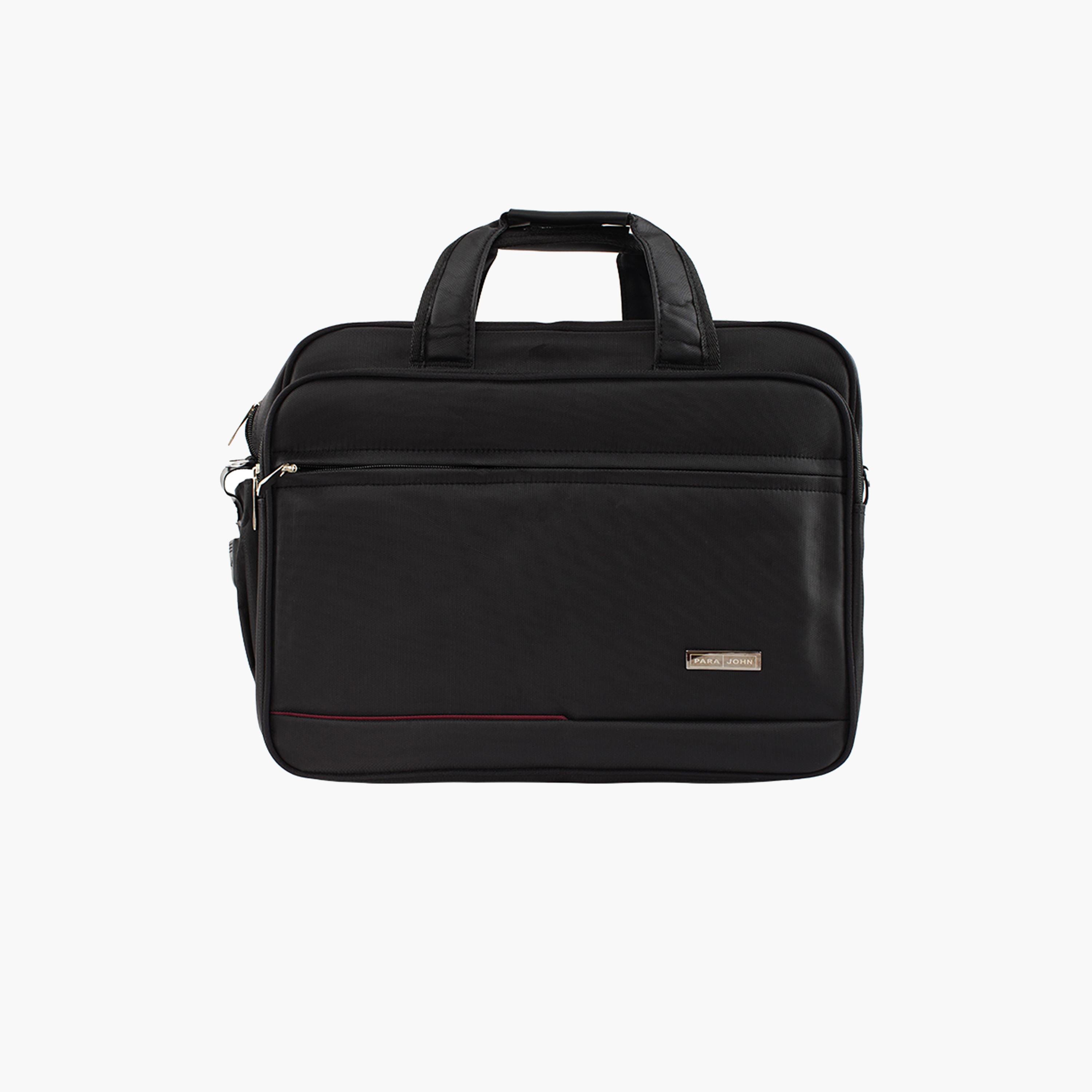 Para John Textured Double Handle Laptop Bag with Zipper Closure and Detachable Strap-men-bags-image-1