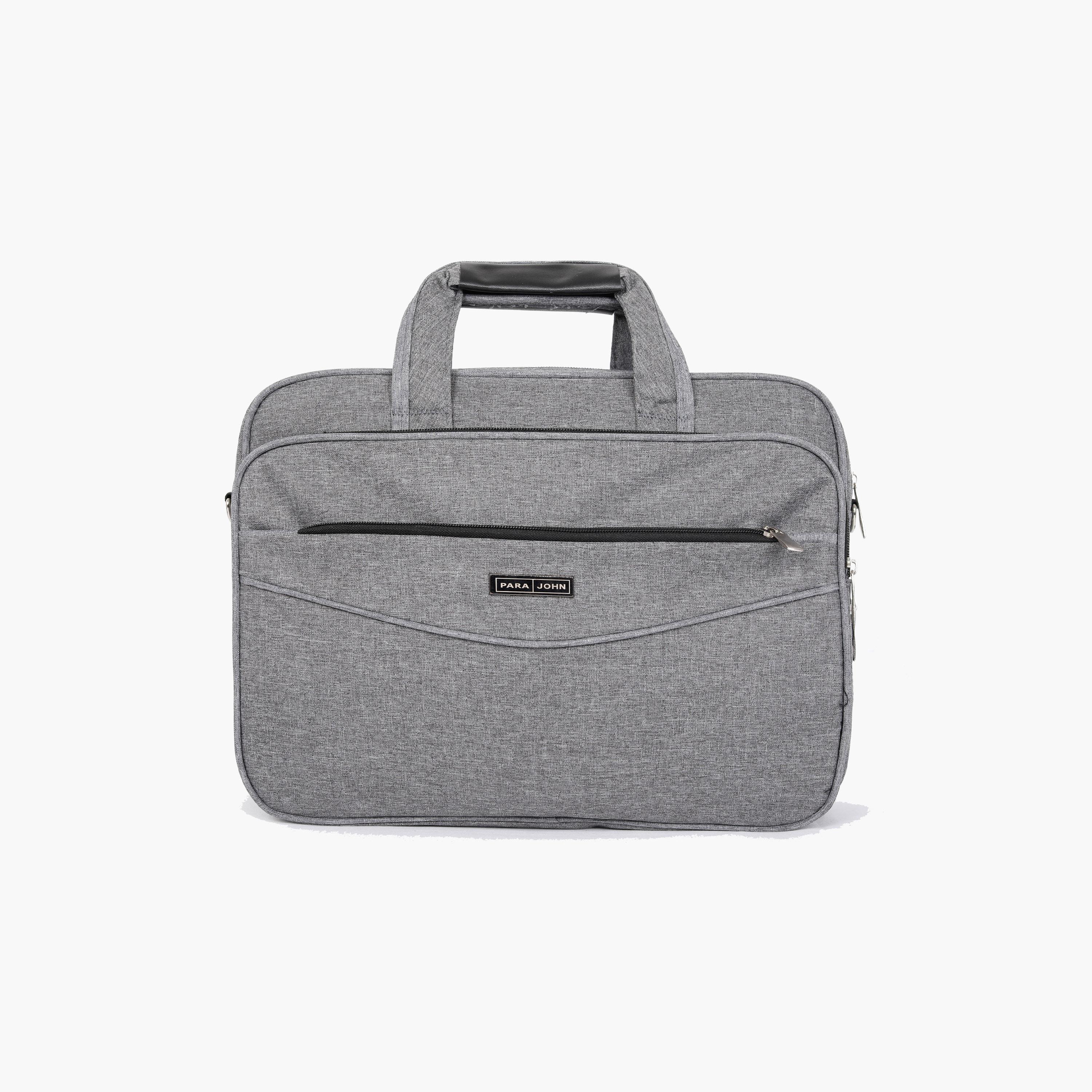 Para John Textured Double Handle Laptop Bag with Zipper Closure and Detachable Strap-men-bags-image-1