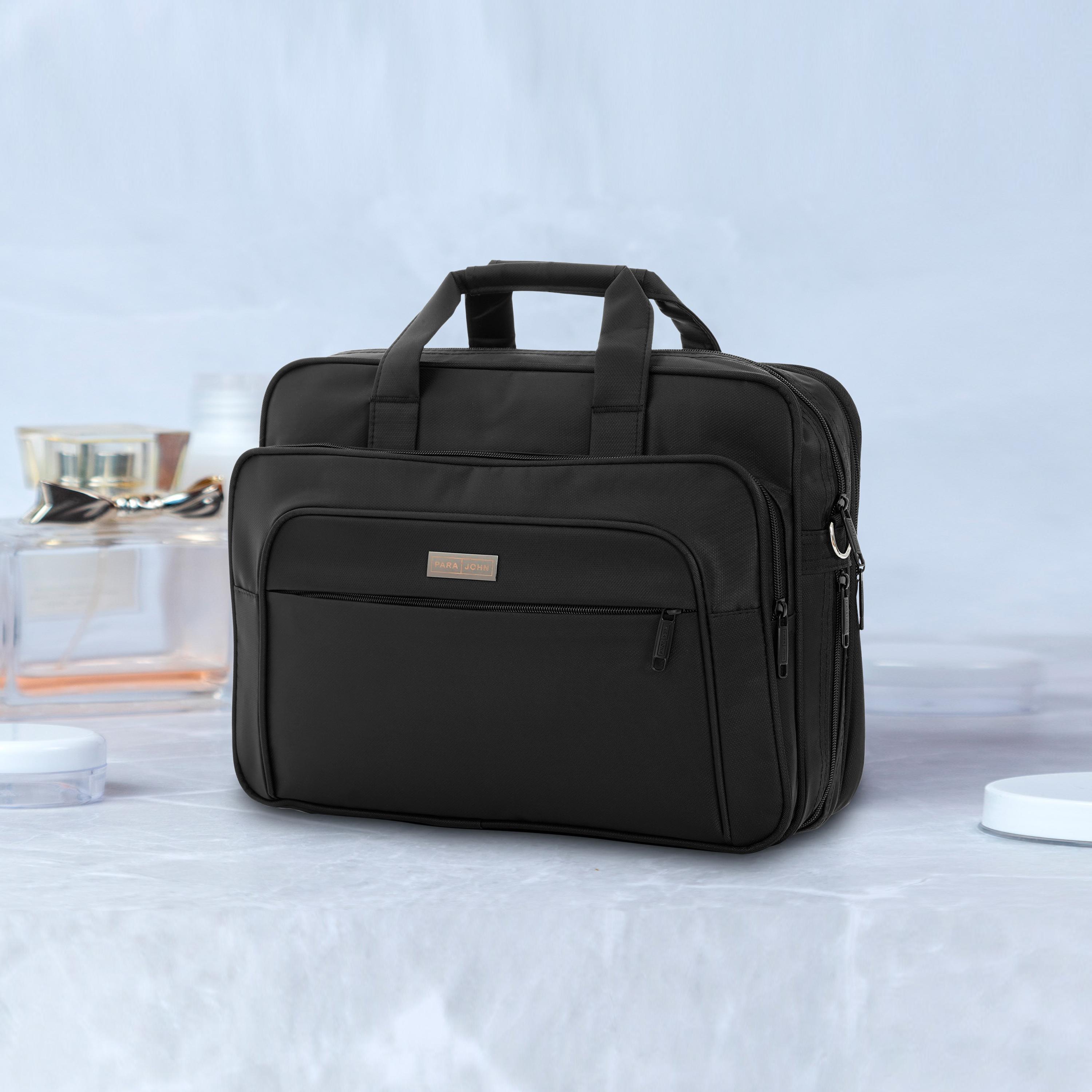 Para John Textured Double Handle Laptop Bag with Zipper Closure and Detachable Strap-men-bags-image-4