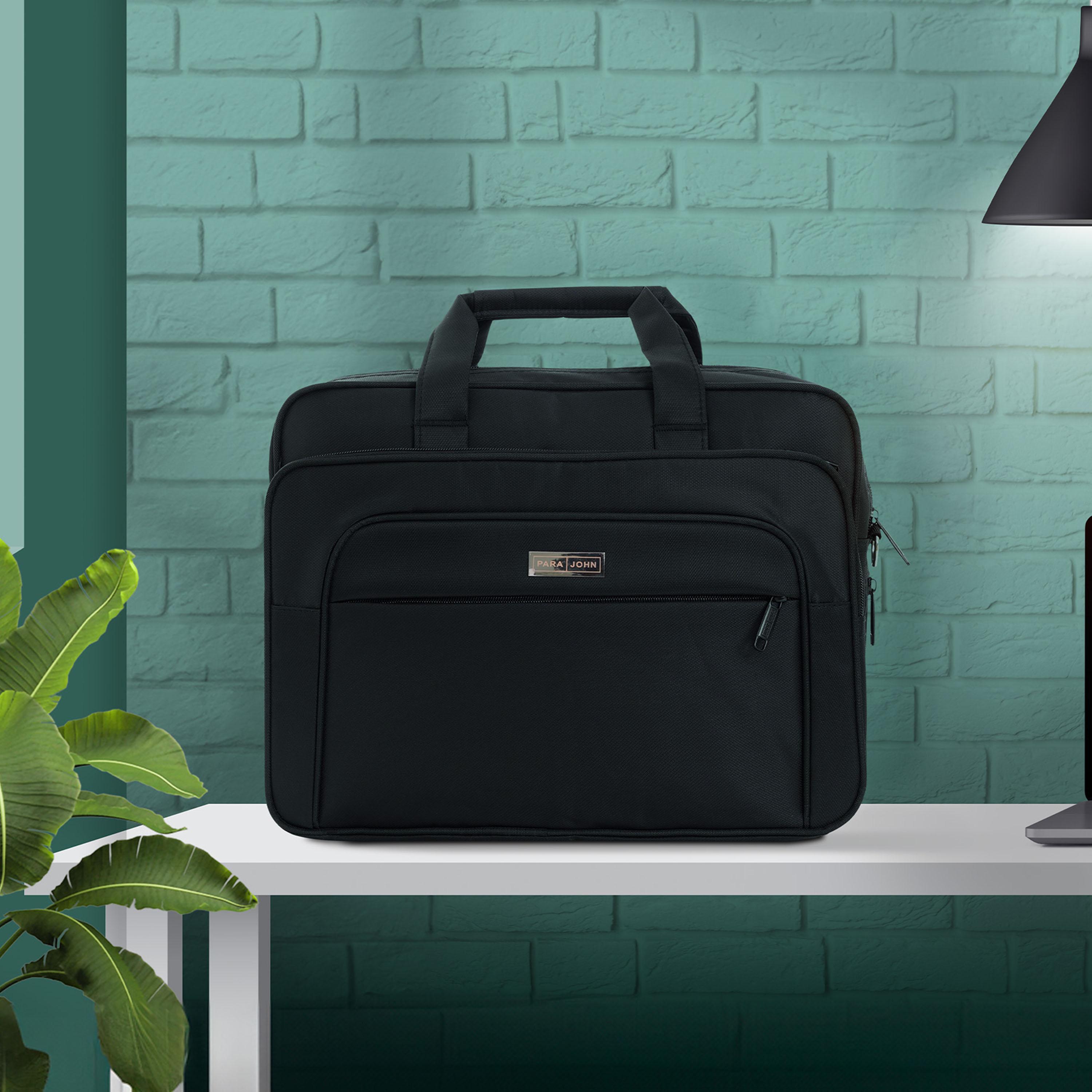Para John Textured Double Handle Laptop Bag with Zipper Closure and Detachable Strap-men-bags-image-6