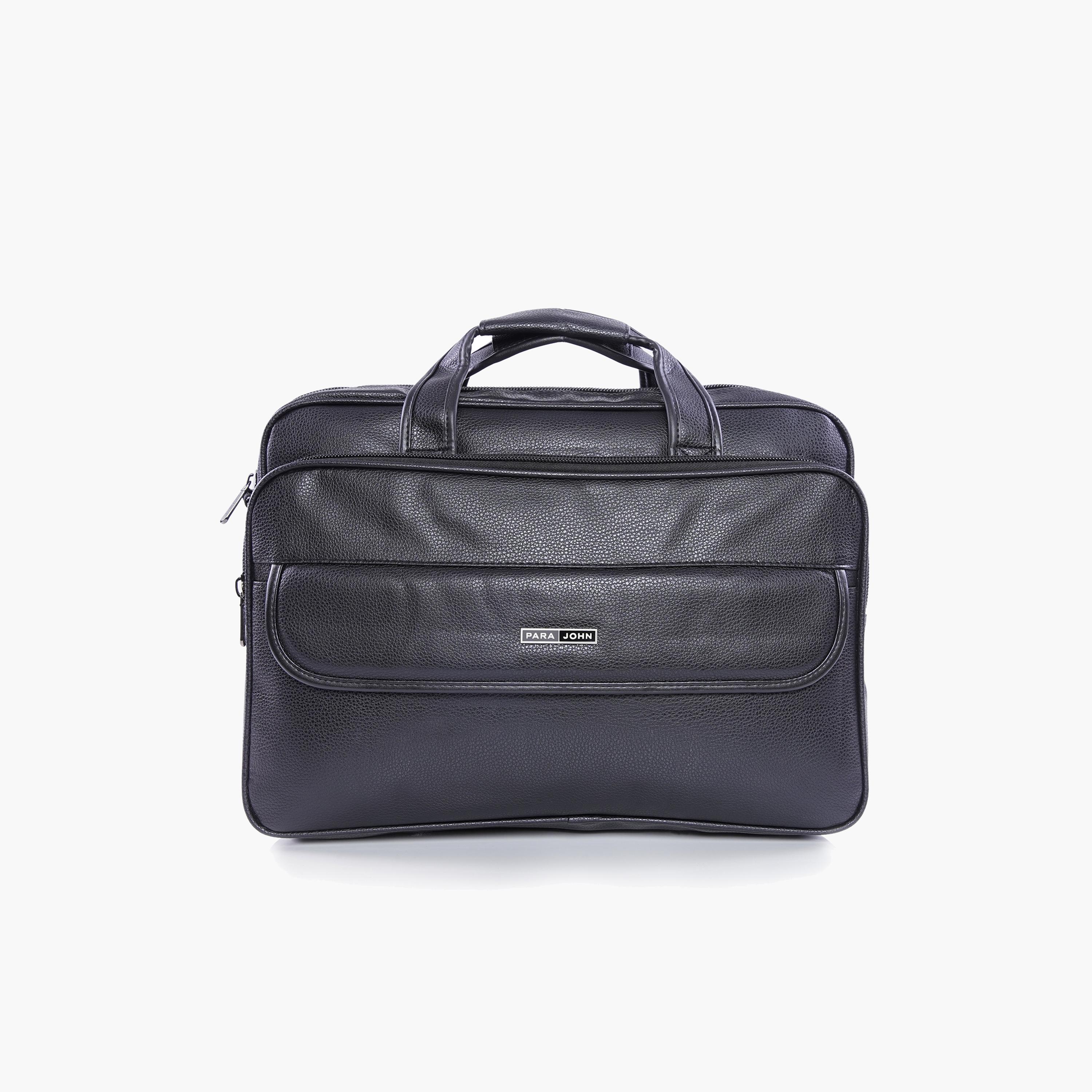Para John Textured Double Handle Laptop Bag with Zipper Closure and Detachable Strap-men-bags-image-1