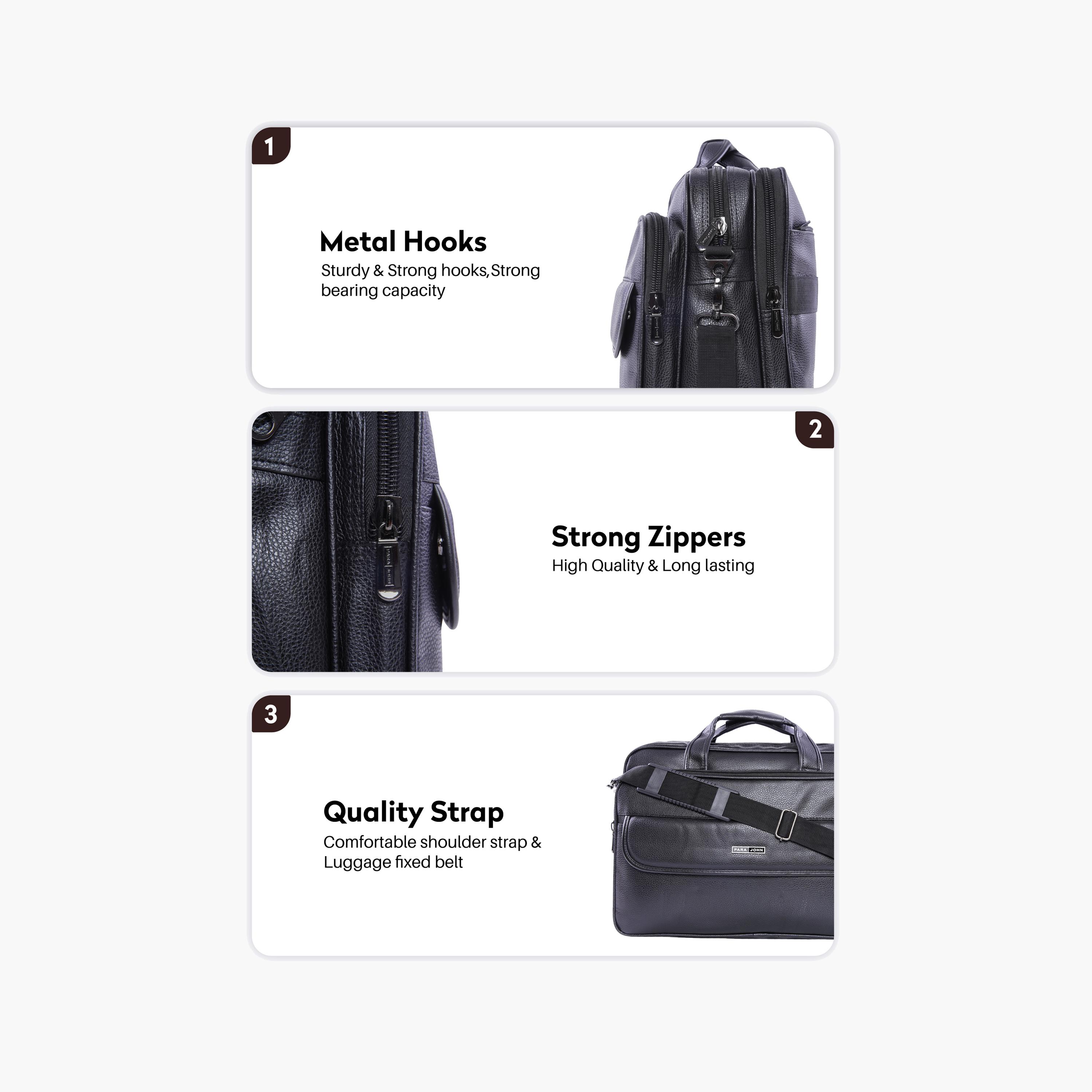Para John Textured Double Handle Laptop Bag with Zipper Closure and Detachable Strap-men-bags-image-3