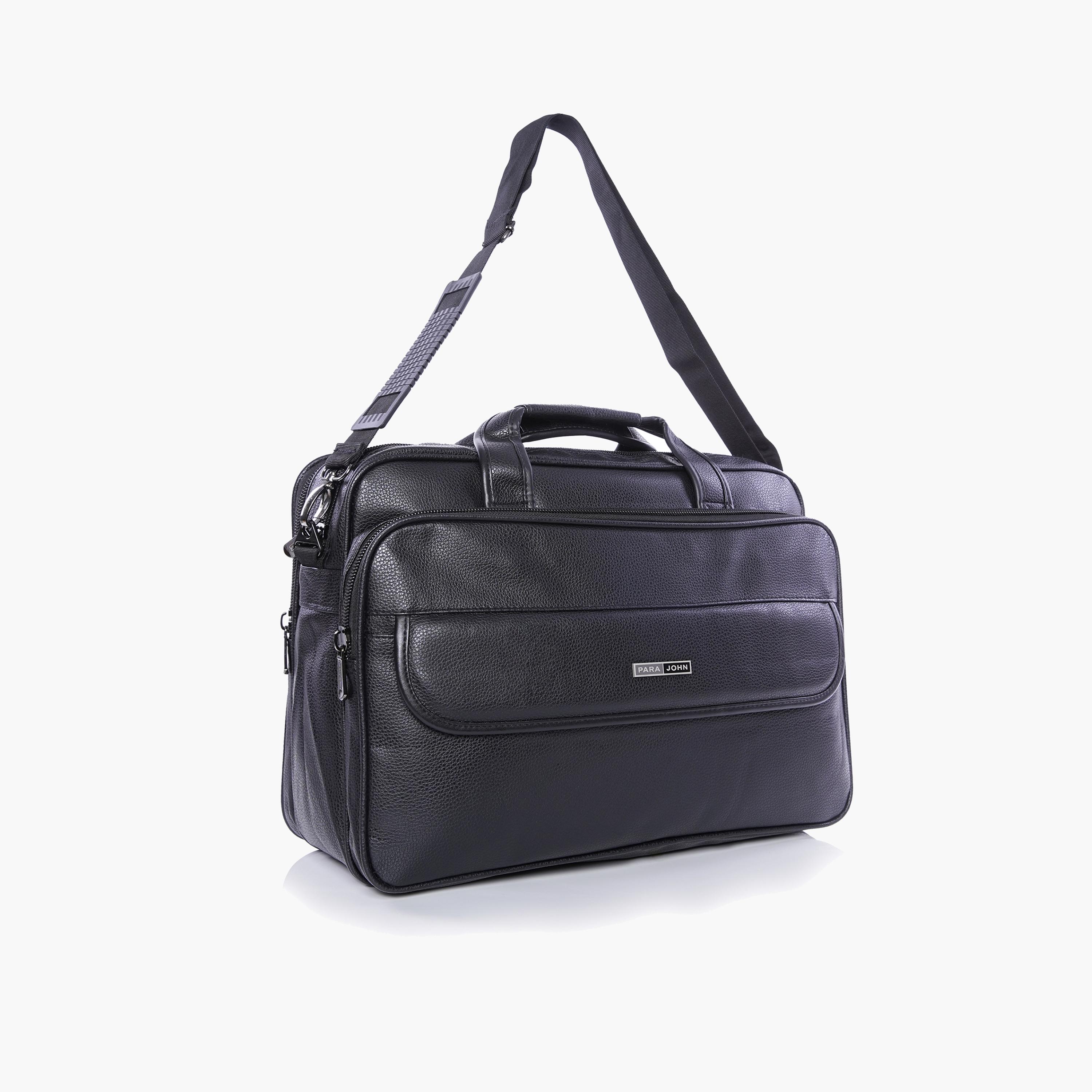 Para John Textured Double Handle Laptop Bag with Zipper Closure and Detachable Strap-men-bags-image-4