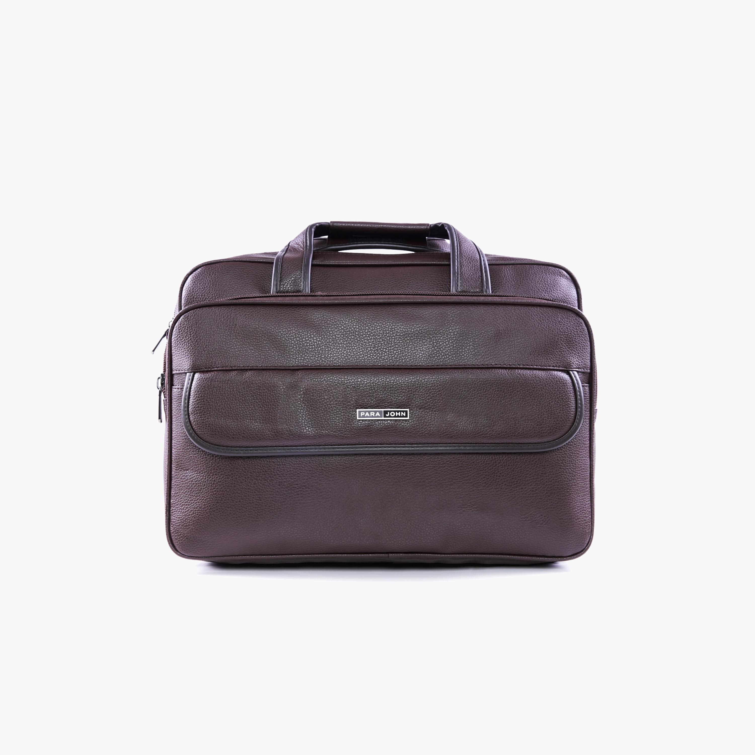 Para John Textured Double Handle Laptop Bag with Zipper Closure and Detachable Strap-men-bags-image-1