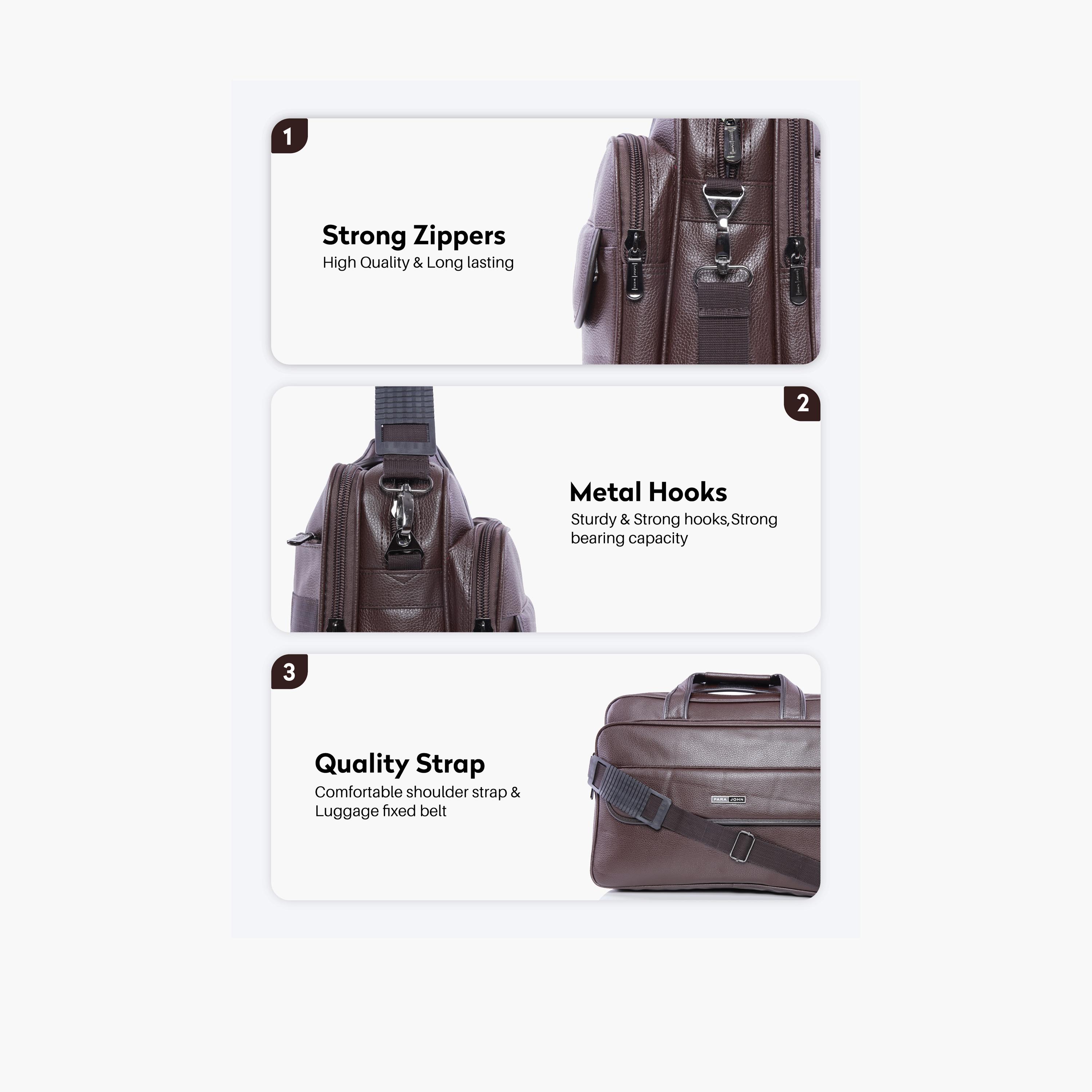 Para John Textured Double Handle Laptop Bag with Zipper Closure and Detachable Strap-men-bags-image-2