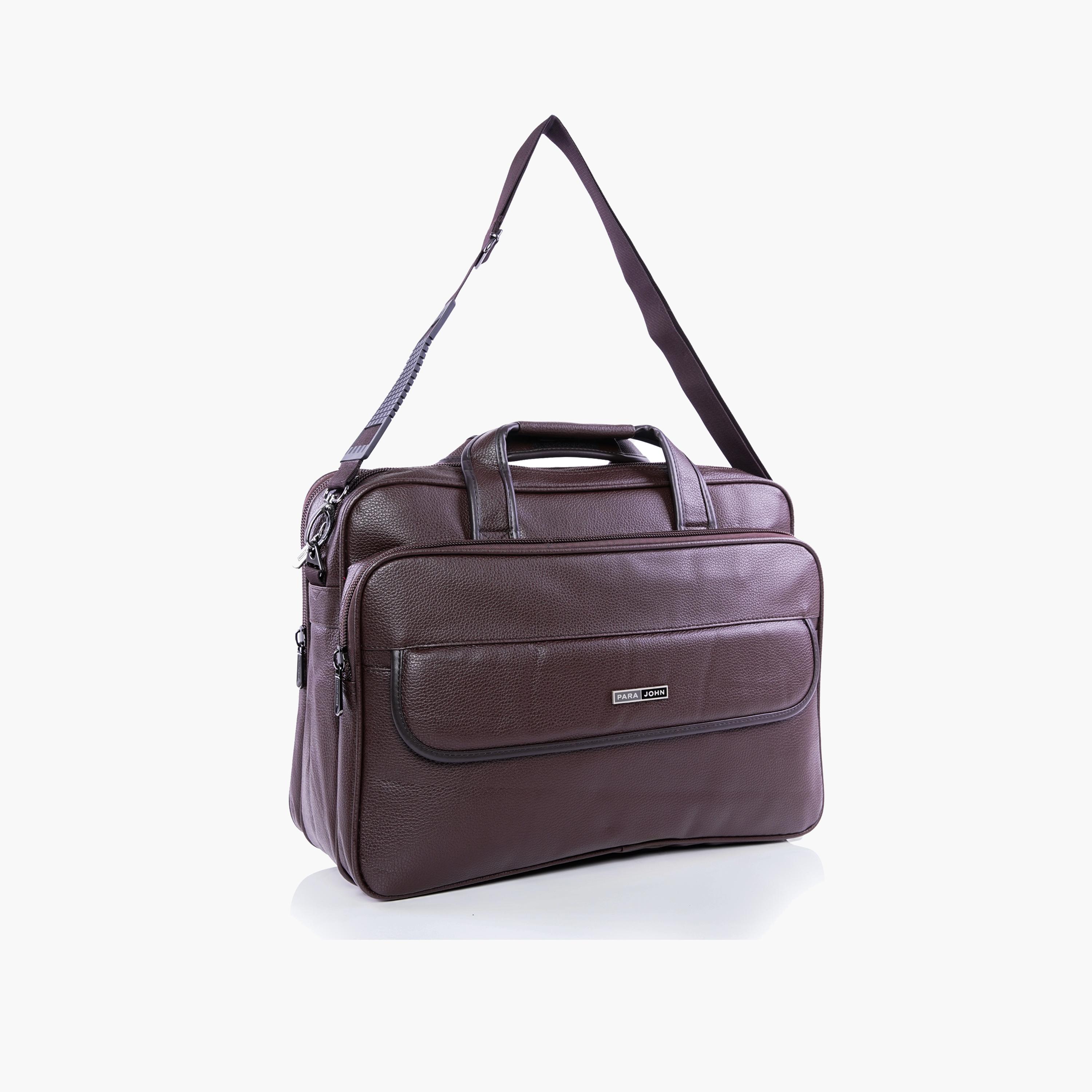 Para John Textured Double Handle Laptop Bag with Zipper Closure and Detachable Strap-men-bags-image-4