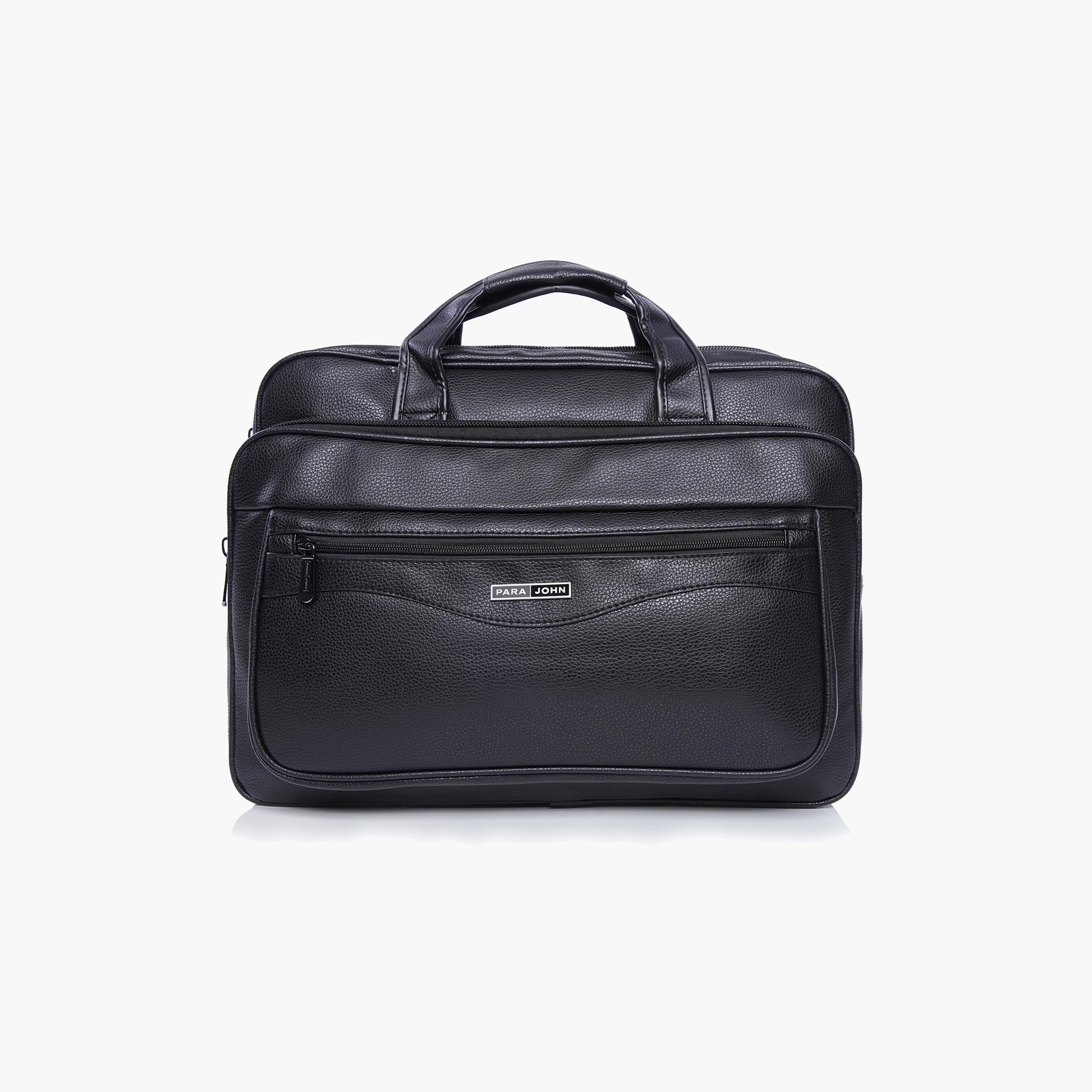 Para John Textured Double Handle Laptop Bag with Zipper Closure and Detachable Strap-men-bags-image-1