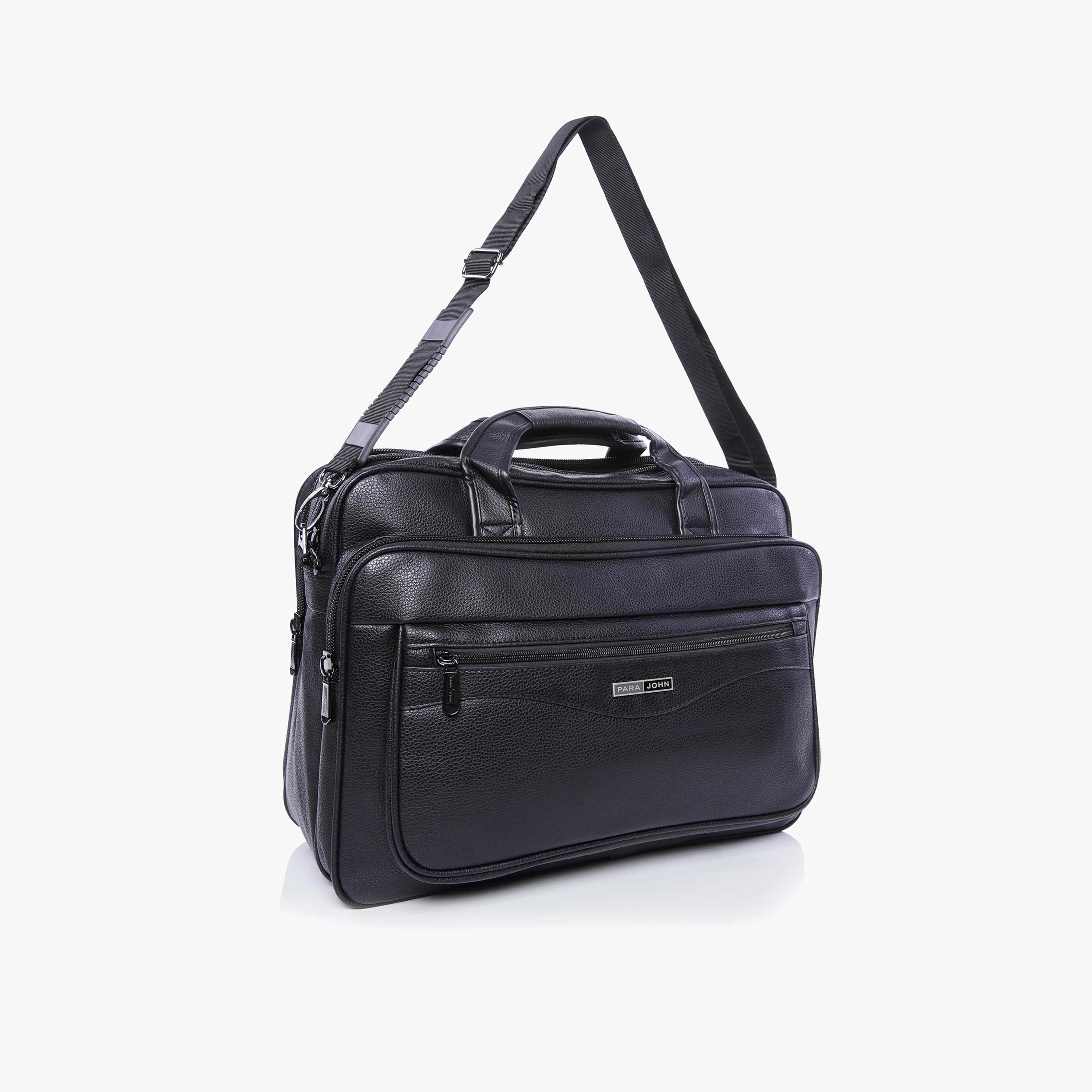 Para John Textured Double Handle Laptop Bag with Zipper Closure and Detachable Strap-men-bags-image-4