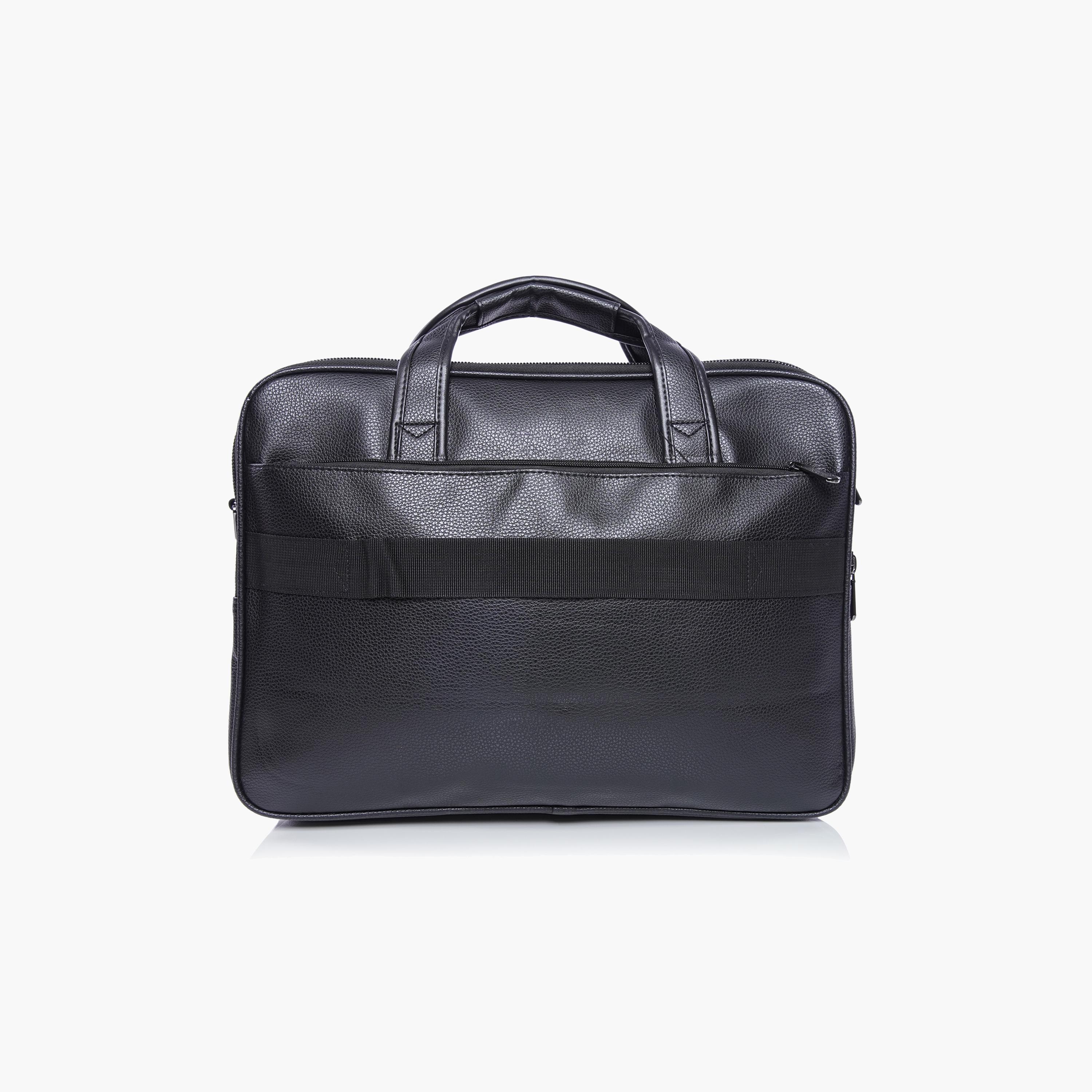 Para John Textured Double Handle Laptop Bag with Zipper Closure and Detachable Strap-men-bags-image-5