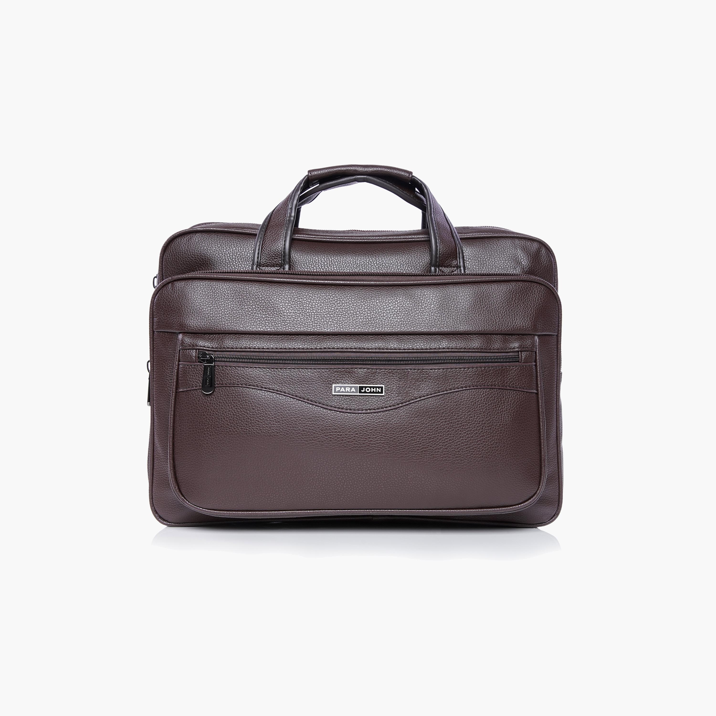 Para John Textured Double Handle Laptop Bag with Zipper Closure and Detachable Strap-men-bags-image-1
