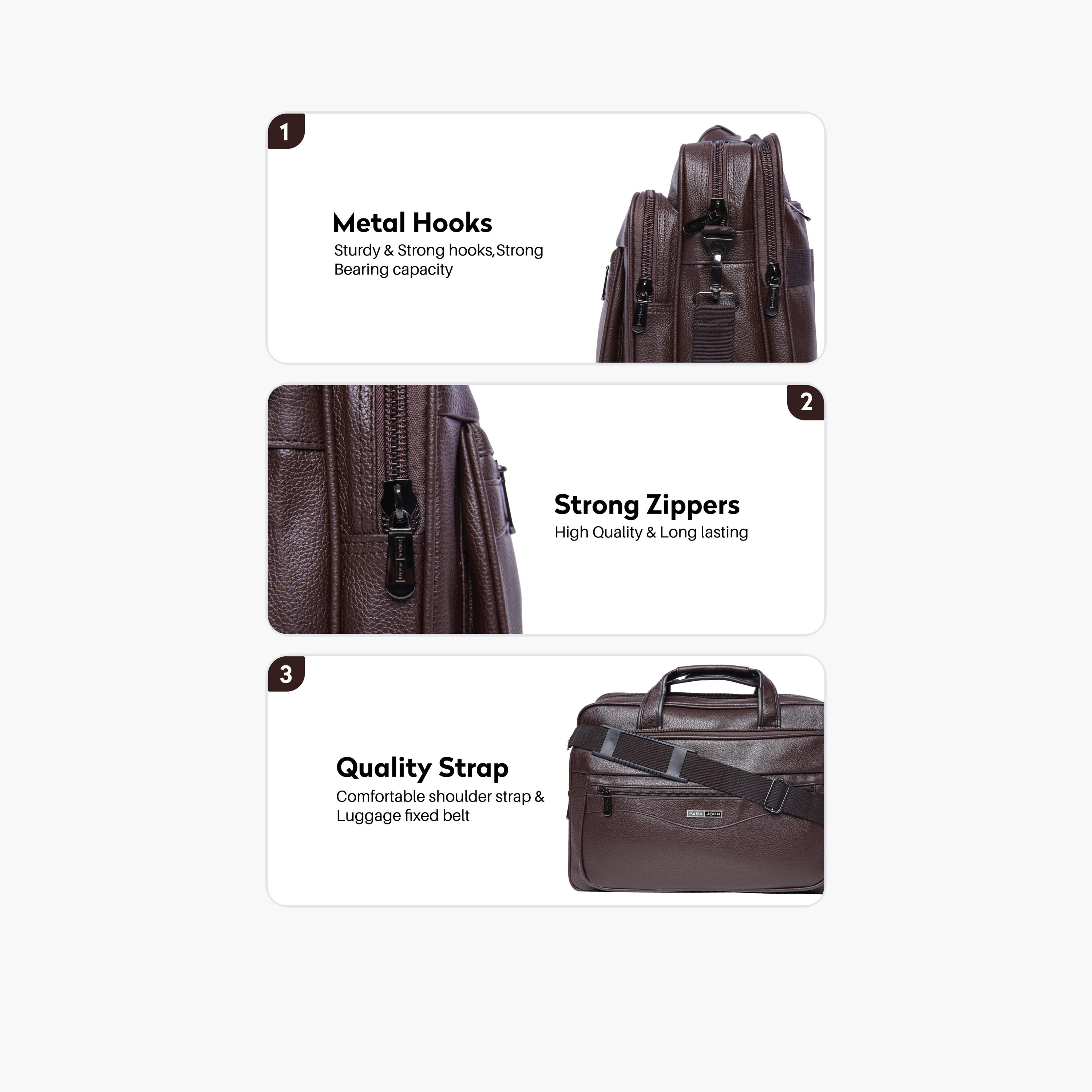 Para John Textured Double Handle Laptop Bag with Zipper Closure and Detachable Strap-men-bags-image-2