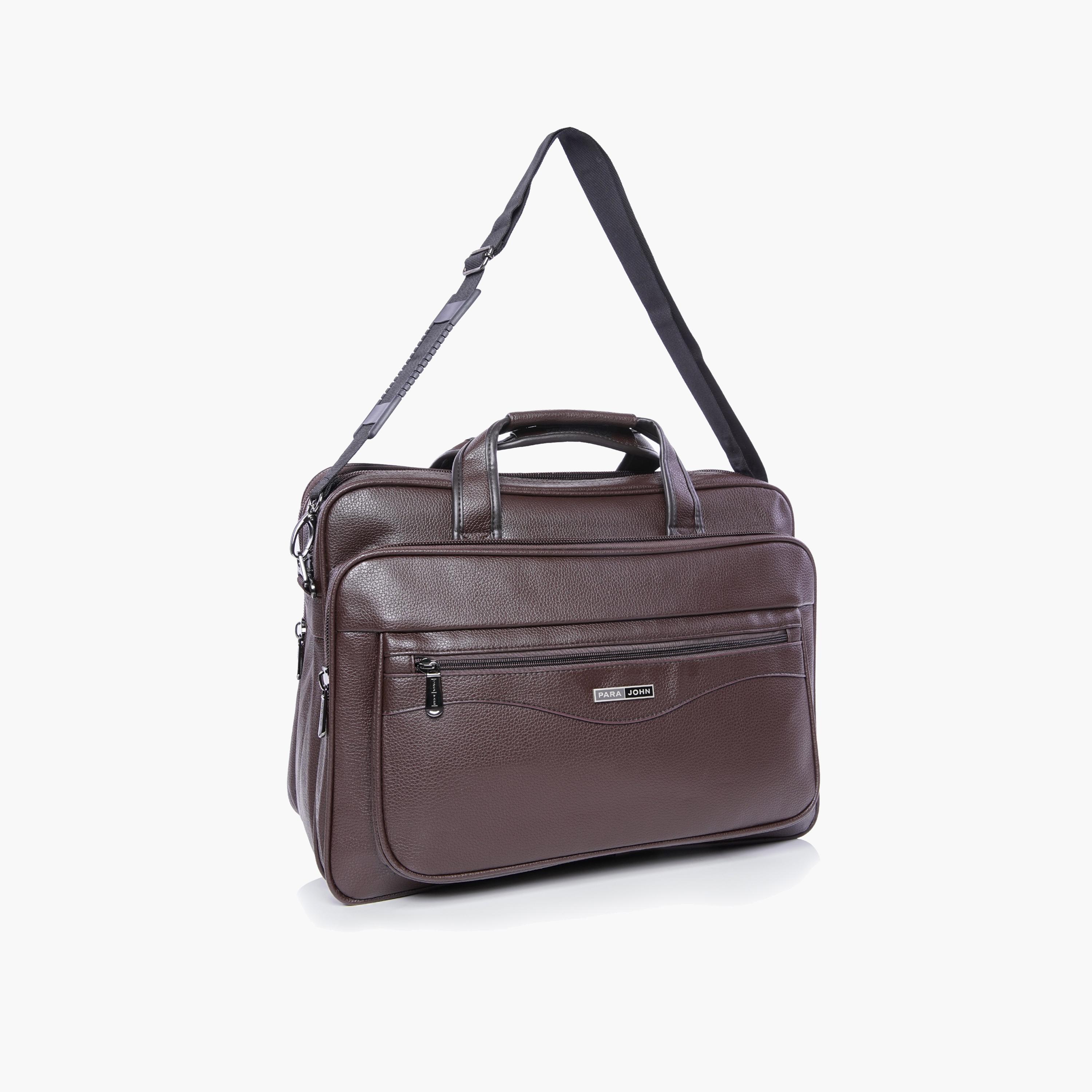 Para John Textured Double Handle Laptop Bag with Zipper Closure and Detachable Strap-men-bags-image-4